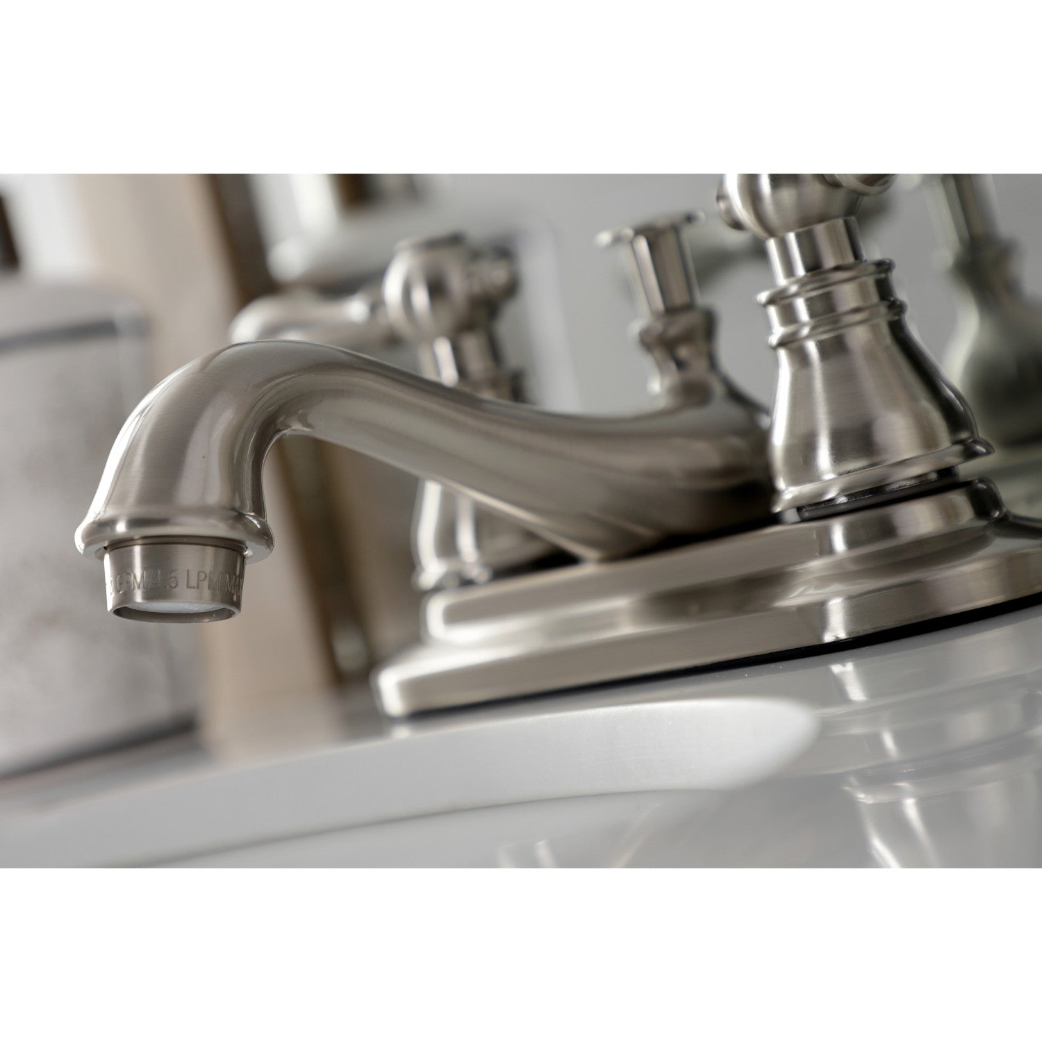American Classic KB608ACL 4-Inch Centerset Bathroom Faucet - Brushed Nickel Finish, Double Handle Deck Mount with Pop-Up Drain - Perfect for Bathroom Sink Renovation & Modern Home Upgrade