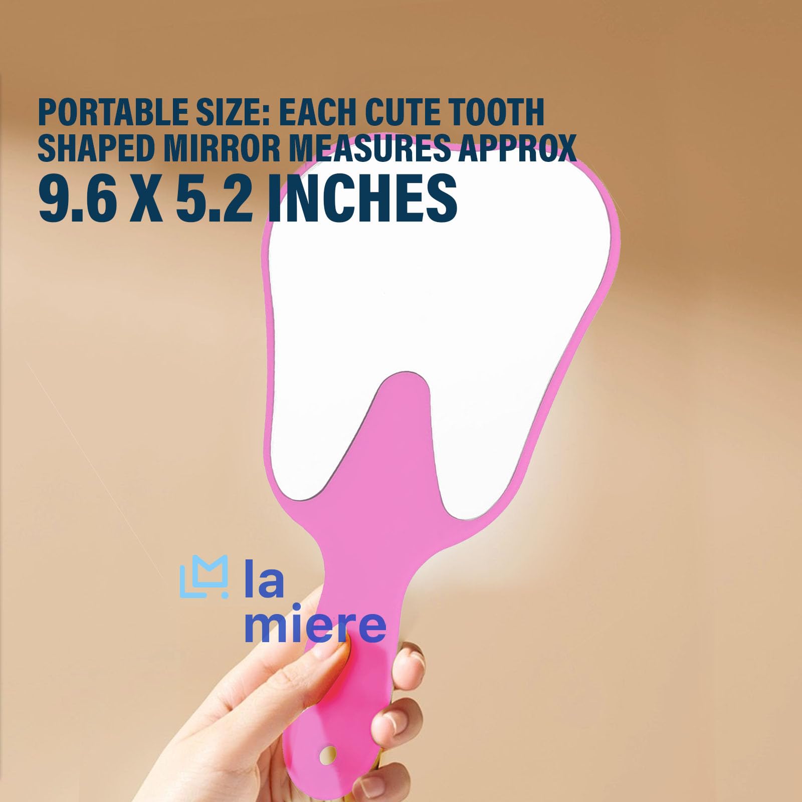 Pink Handheld Dental Mirror - Tooth Shaped Design with Comfortable Handle, Lightweight & Smooth for Dentists, Students & Home Use - Perfect for Dental Exams, Practice & Oral Hygiene Checks
