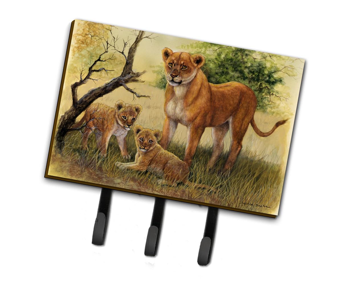 Caroline's Treasures Lion and Cubs Key Holder - Daphne Baxter Wall Decor for Leashes & Keys, Triple Hook Design, BDBA0307TH68 | Perfect for Entryway, Mudroom, or Kitchen Organization