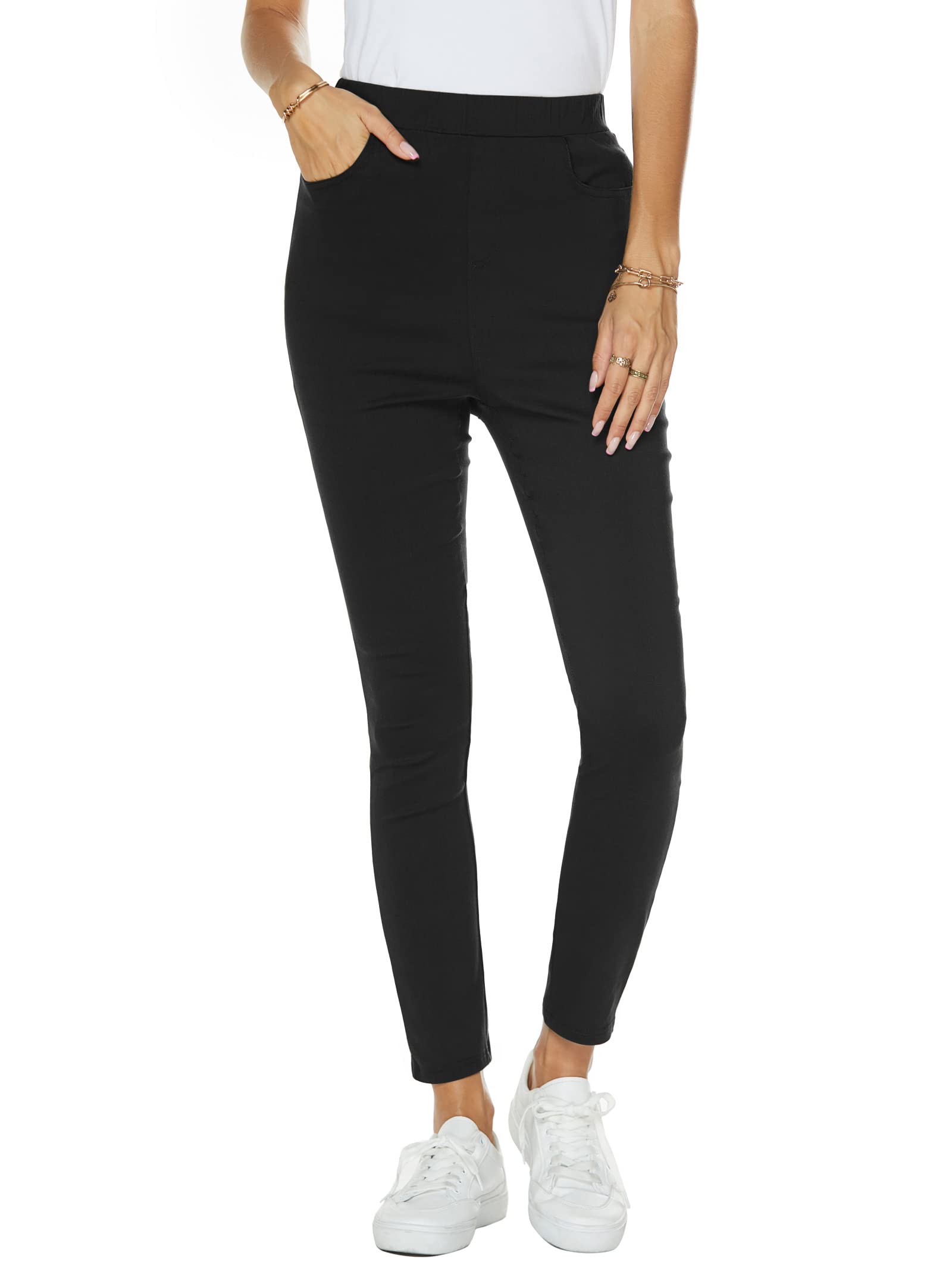Famulily Women's Stretch Skinny Dress Pants with Tummy Control - Pull On Work Pants for Business Casual [Sizes S-2XL] - Perfect for Office, Meetings & Professional Outfits