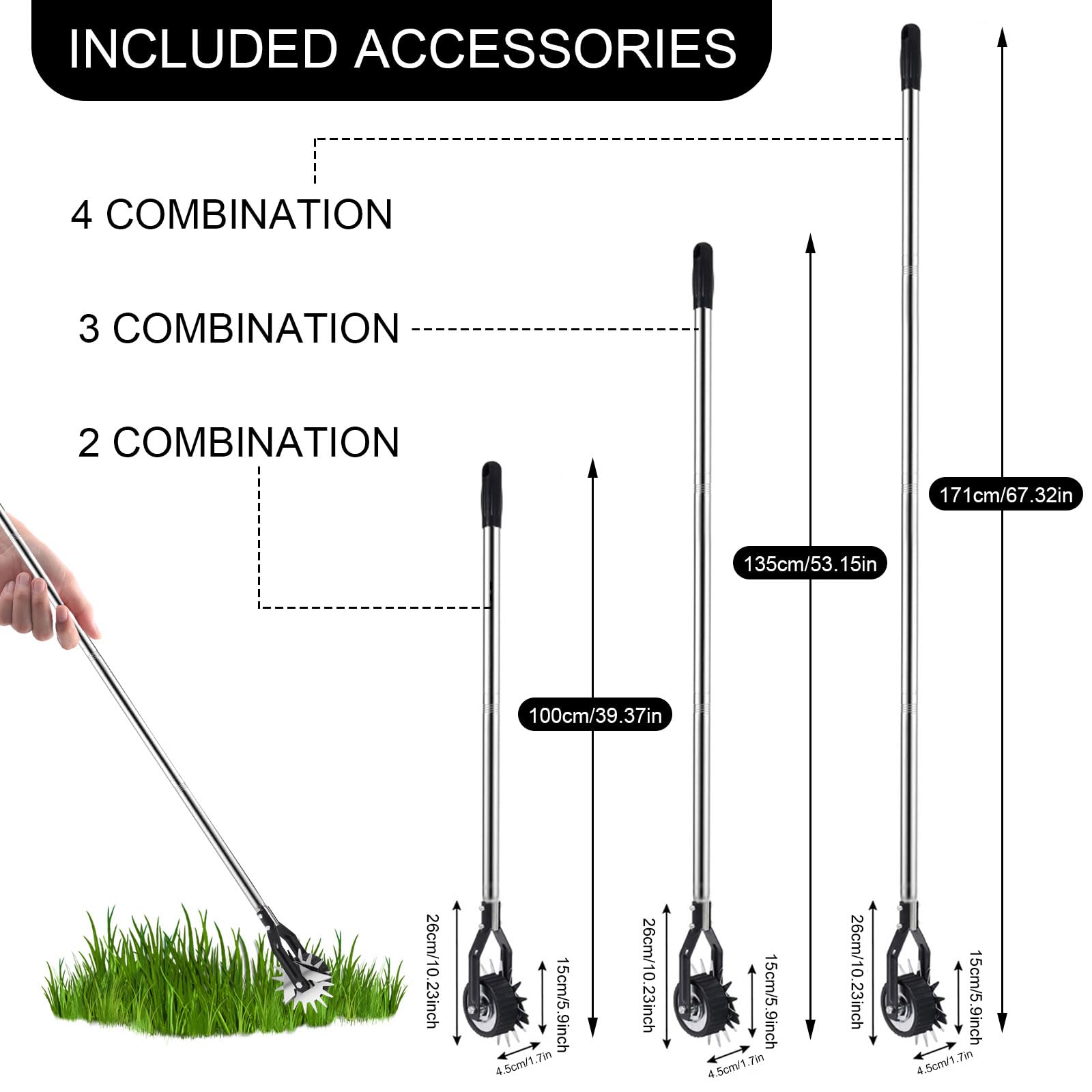 Longzhuo Rotary Wheel Lawn Edger - Manual Garden Edging Tool with Stainless Steel Handle for Perfect Lawn Borders - Ideal for Yard Maintenance, Landscaping & DIY Garden Projects