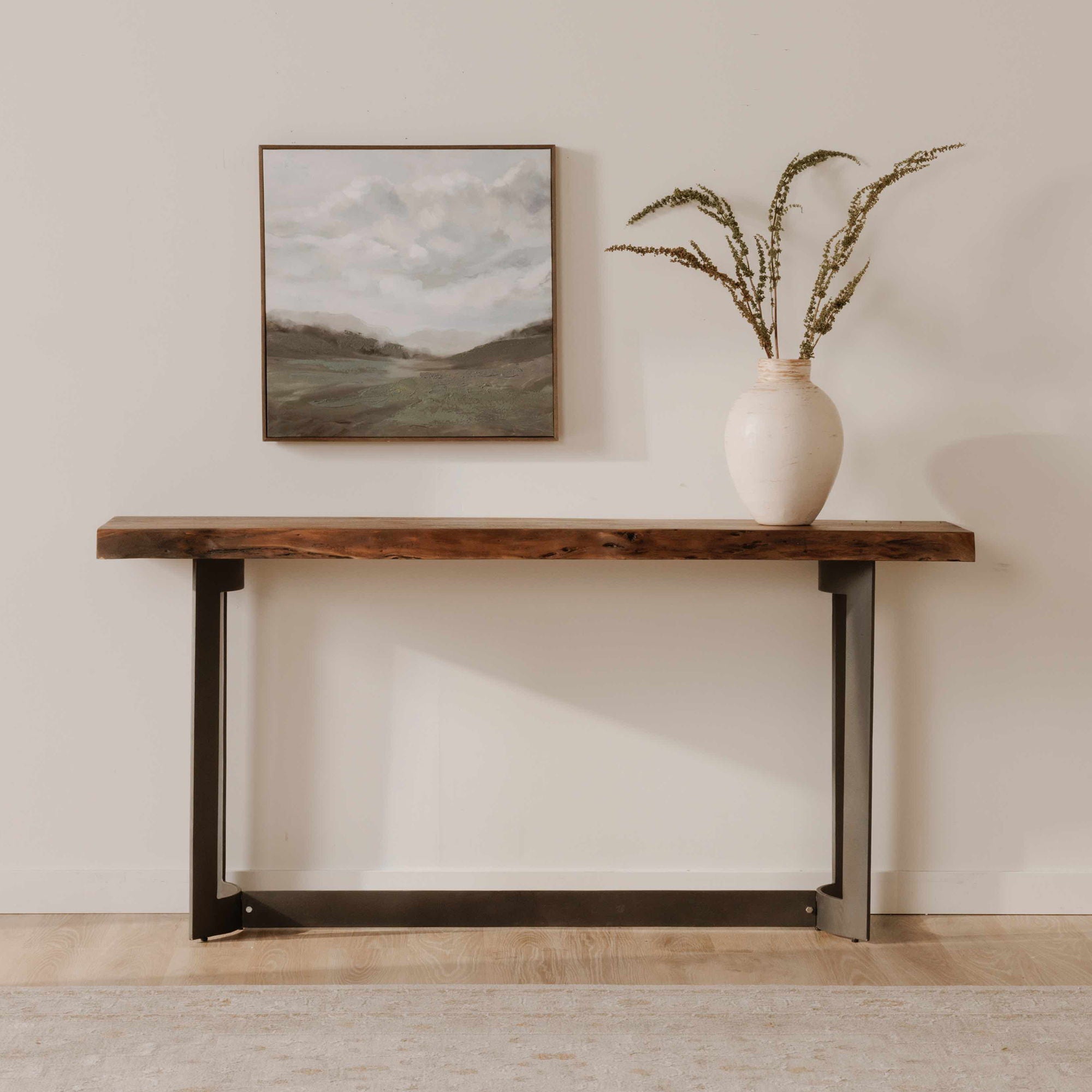 Rustic Bent Console Table with Natural Wood Stain - Perfect for Entryway, Hallway, or Living Room Decor
