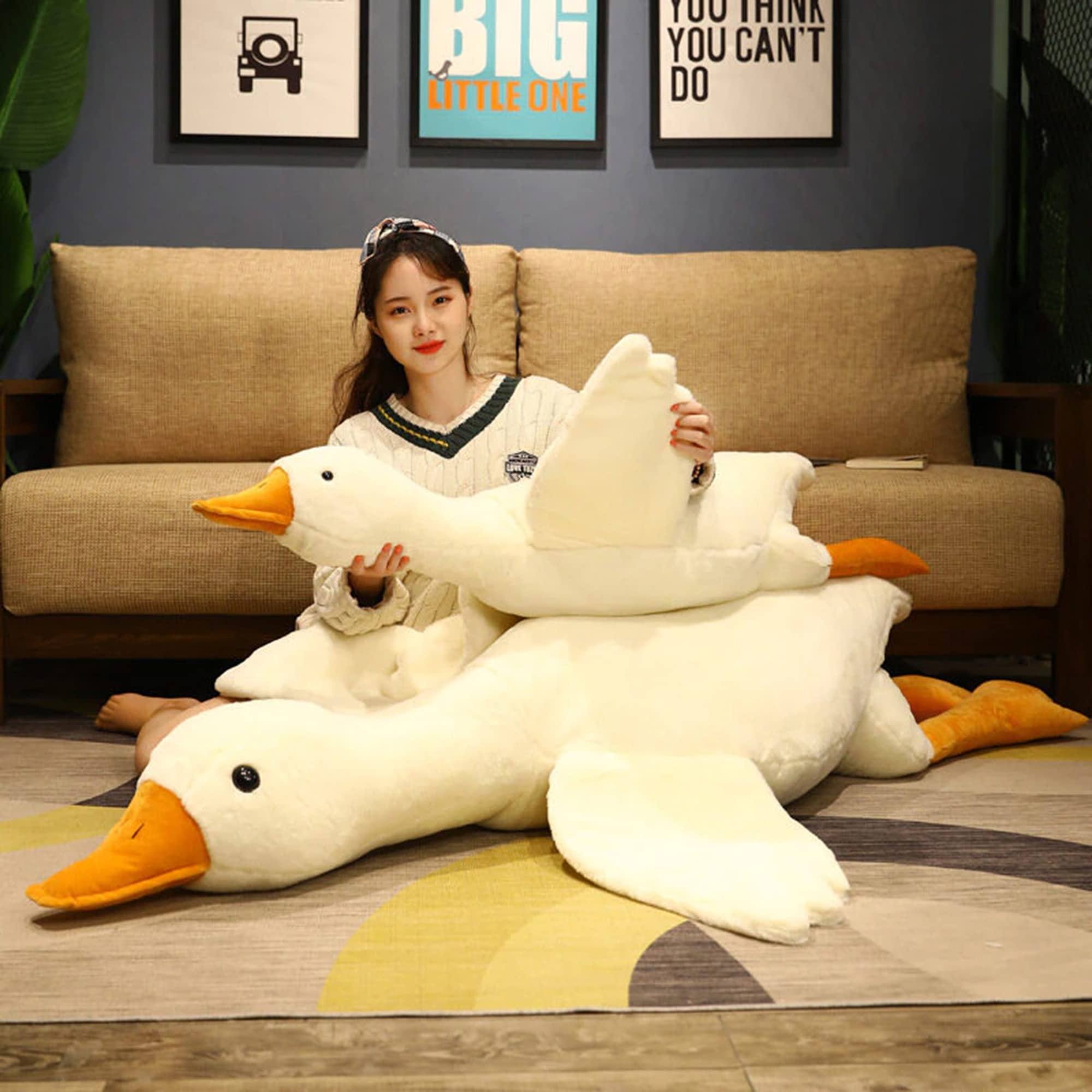 35 Inch Giant Duck Plush Body Pillow - Soft Grey Stuffed Animal for Adults & Kids (90 cm) | Perfect for Cuddling, Bedroom Decor, and Stress Relief