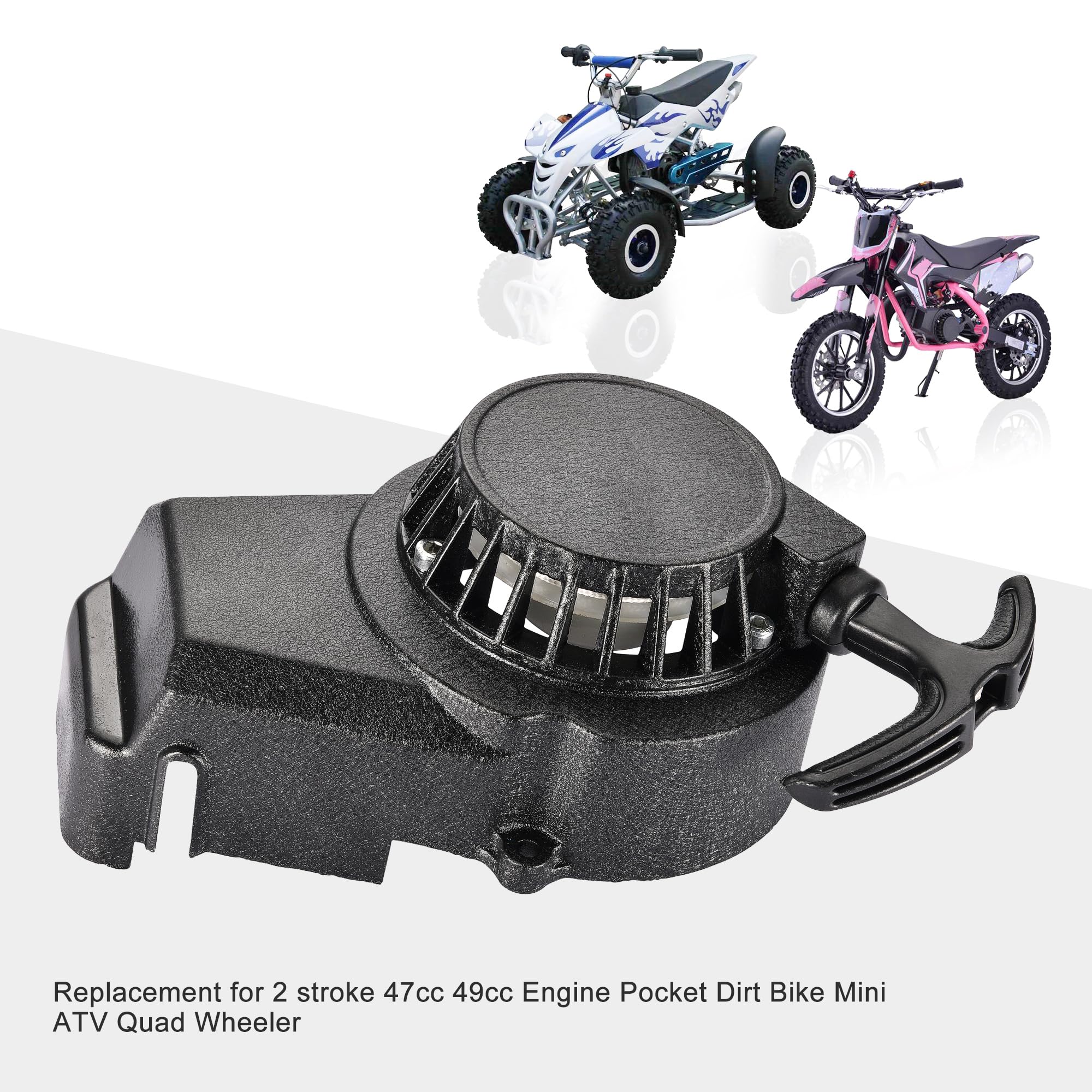 Goofit Black Aluminum Pull Starter with Screws for 47cc 49cc 2-Stroke Engines - Compatible with Pocket Bikes, Mini Bikes, Dirt Bikes, Scooters, ATVs & Motorcycles - Easy Engine Starting for Outdoor Adventures & Off-Road Riding
