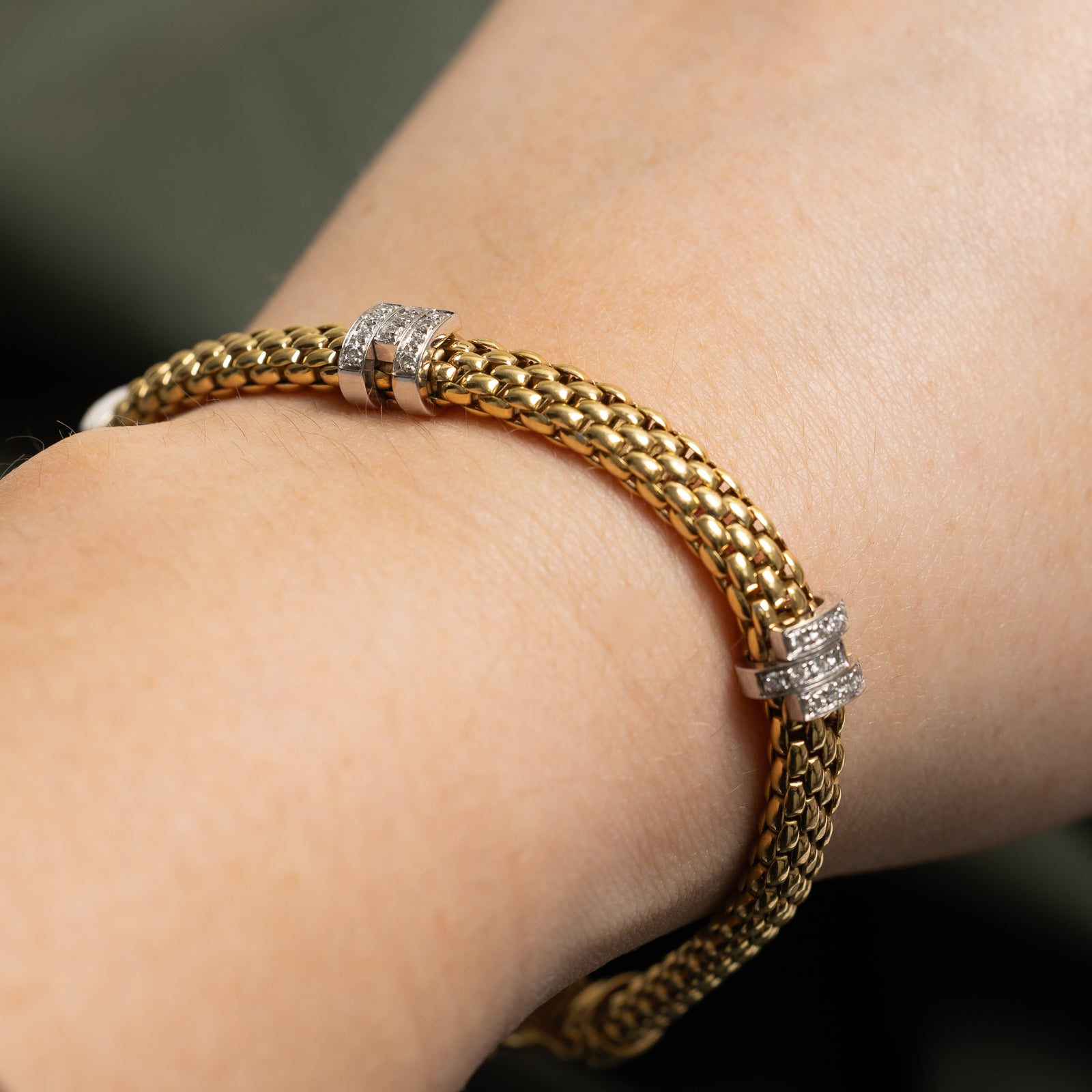 FOPE Diamond Accented Panther Link Bracelet - 0.36 Carat Total Weight (ctw) - 7.5 Inches - Luxury Italian Jewelry for Women - Perfect for Evening Parties, Weddings & Special Occasions