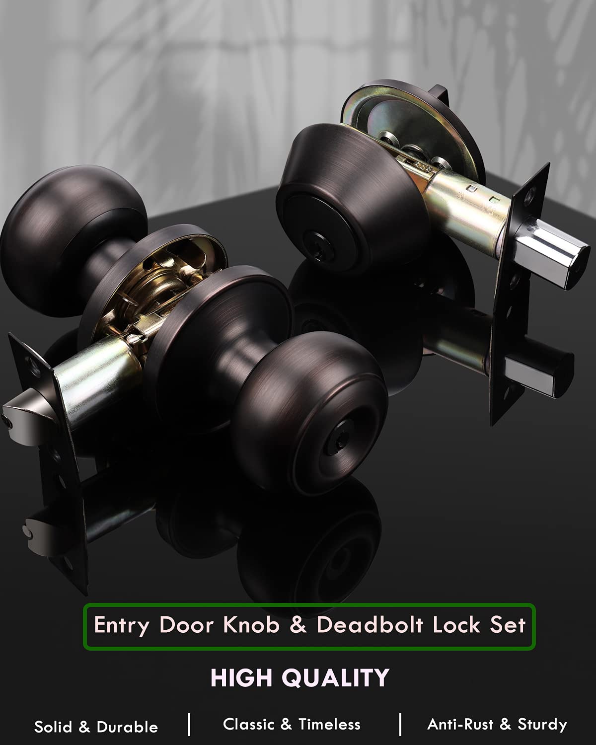 6-Pack Keyed Alike Oil Rubbed Bronze Entry Door Knob and Deadbolt Lock Set - Single Cylinder Exterior Security for Front Doors, Entrance & Office (Ideal for Home, Business & Rental Properties)
