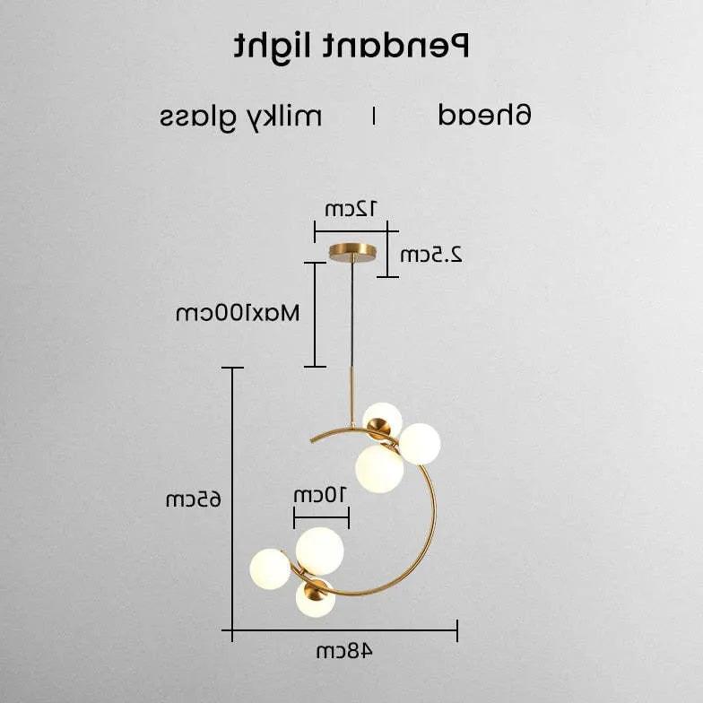 Modern Semi Arc White Glass Ball Pendant Light - Elegant Hanging Chandelier for Dining Room, Kitchen Island, Bedroom & Living Room Decor