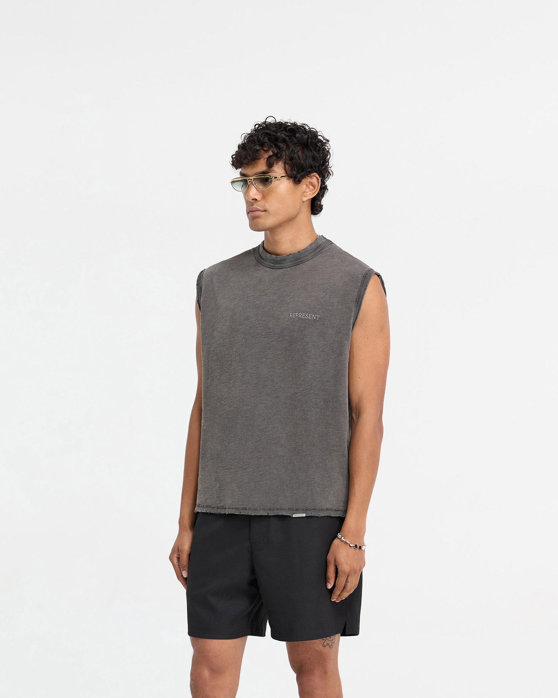 Vintage Grey Slub Tank Top for Women - Soft & Breathable Cotton Tee - Casual Summer Outfit, Beachwear & Layering Essential