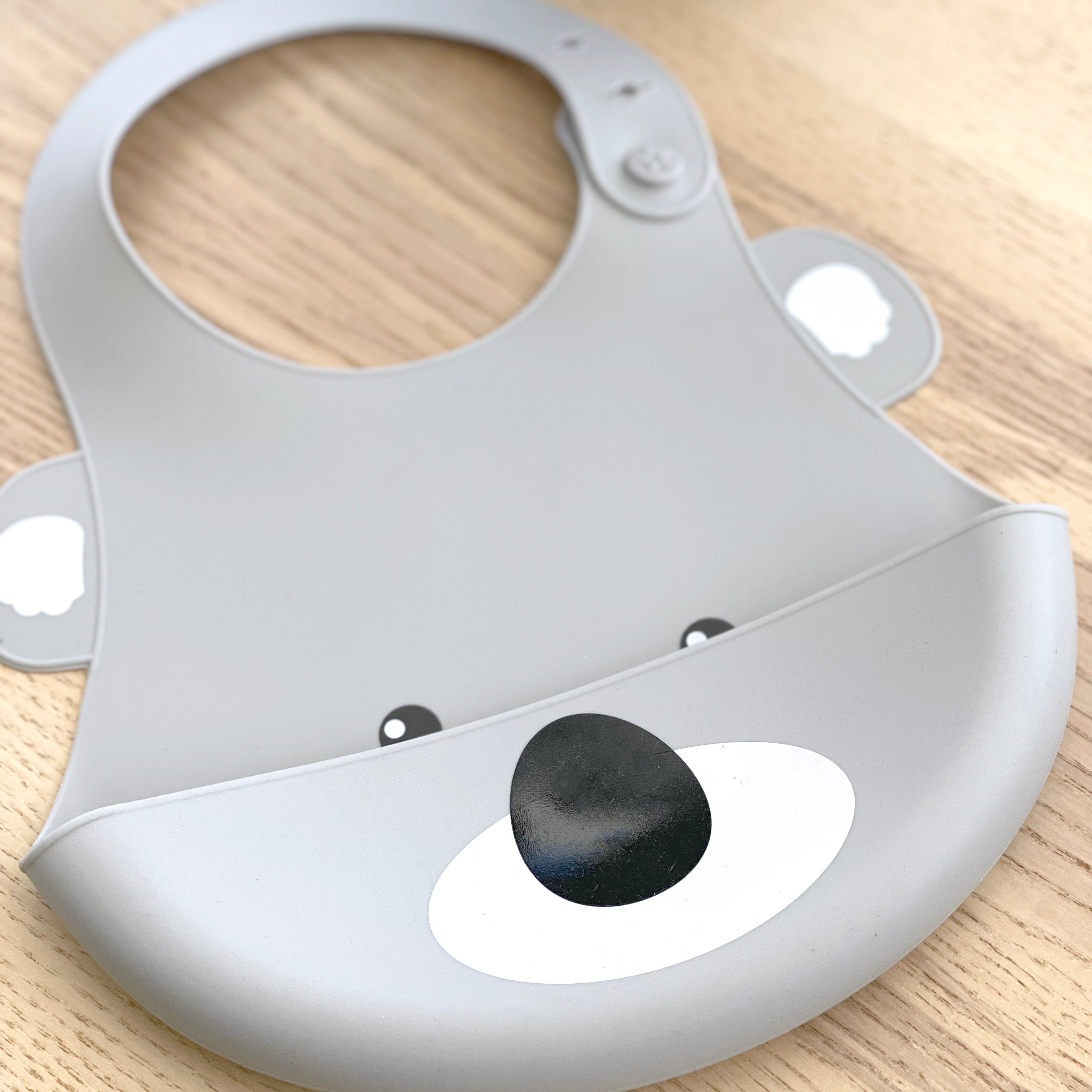 Soft Silicone Baby Bib with Cute Koala Design - Durable & Waterproof for Messy Meals - Perfect for Infants & Toddlers at Home or On-the-Go
