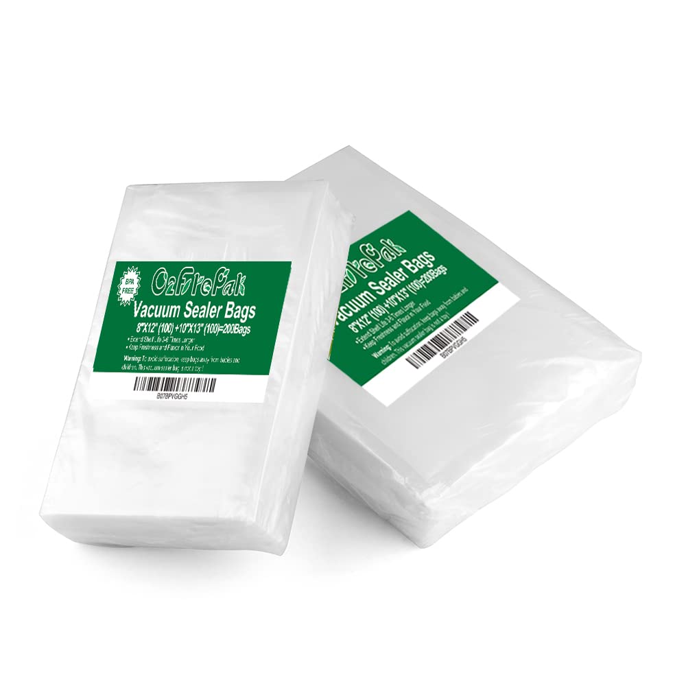 O2frepak 200 Count Vacuum Sealer Bags - 100 Each of 8