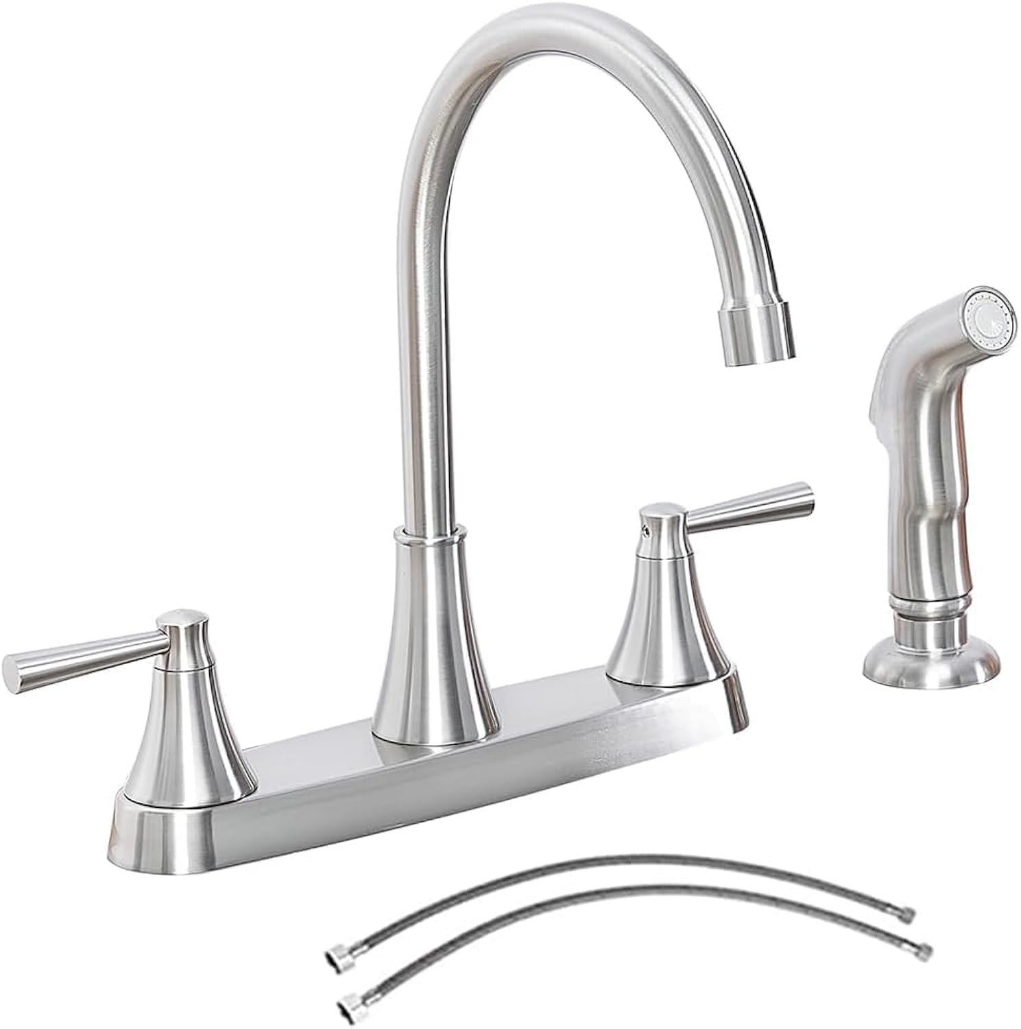 High-Quality Brushed Nickel Stainless Steel Kitchen Faucet with Pull-Out Sprayer - 3-Hole RV Utility Touch Design for Modern Kitchens (Model TDLKF29L) | Perfect for RV, Camper, and Home Kitchen Sink Upgrades