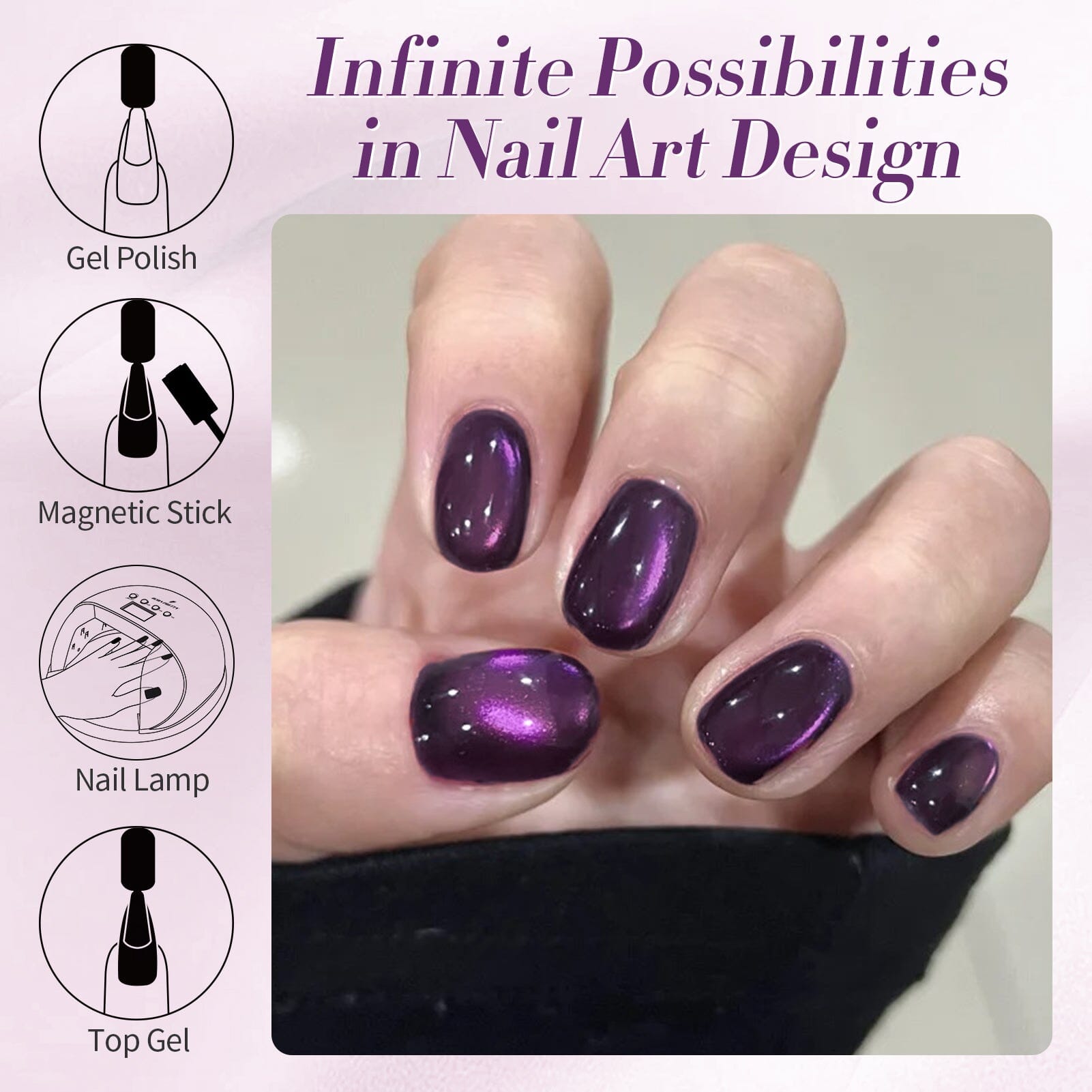 Purple Water Light Cat Magnetic Gel Nail Polish - 15ml AW04 - Long Lasting UV LED Soak Off Nail Art for Home & Salon Manicure