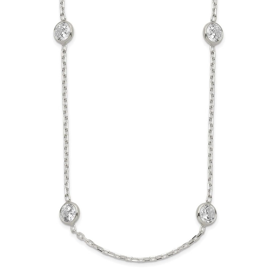925 Sterling Silver CZ Cubic Zirconia Simulated Diamond Pendant Necklace for Women - 16 Inch Spring Ring, 4mm Wide, Elegant Bezel Setting | Perfect for Weddings, Anniversaries & Special Occasions