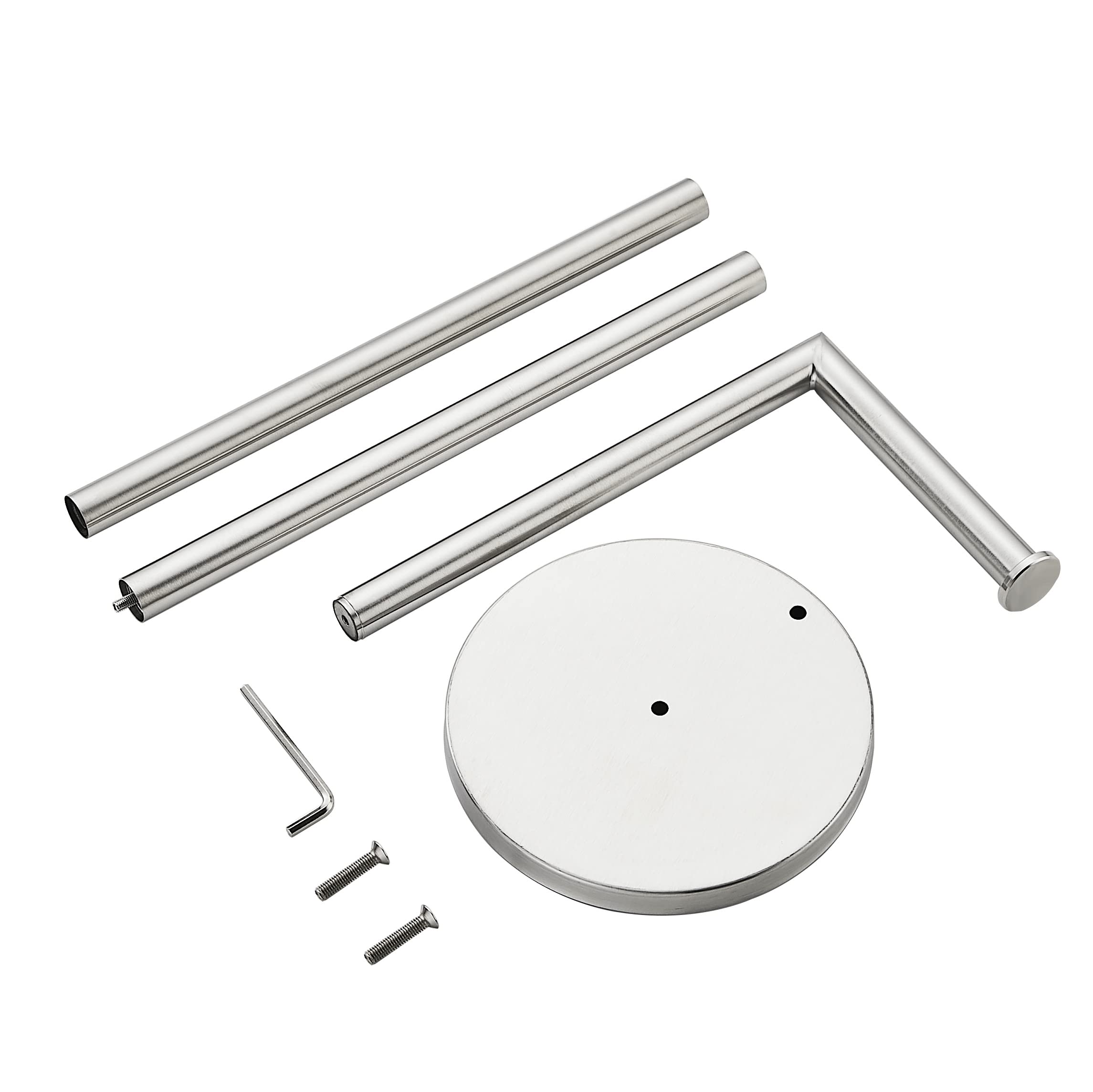Brushed Nickel Free Standing Toilet Paper Holder Stand - SUS304 Stainless Steel Bathroom Tissue Roll Holder with Wipe Dispenser | Durable & Stylish for Home, Office, RV, and Restroom Decor