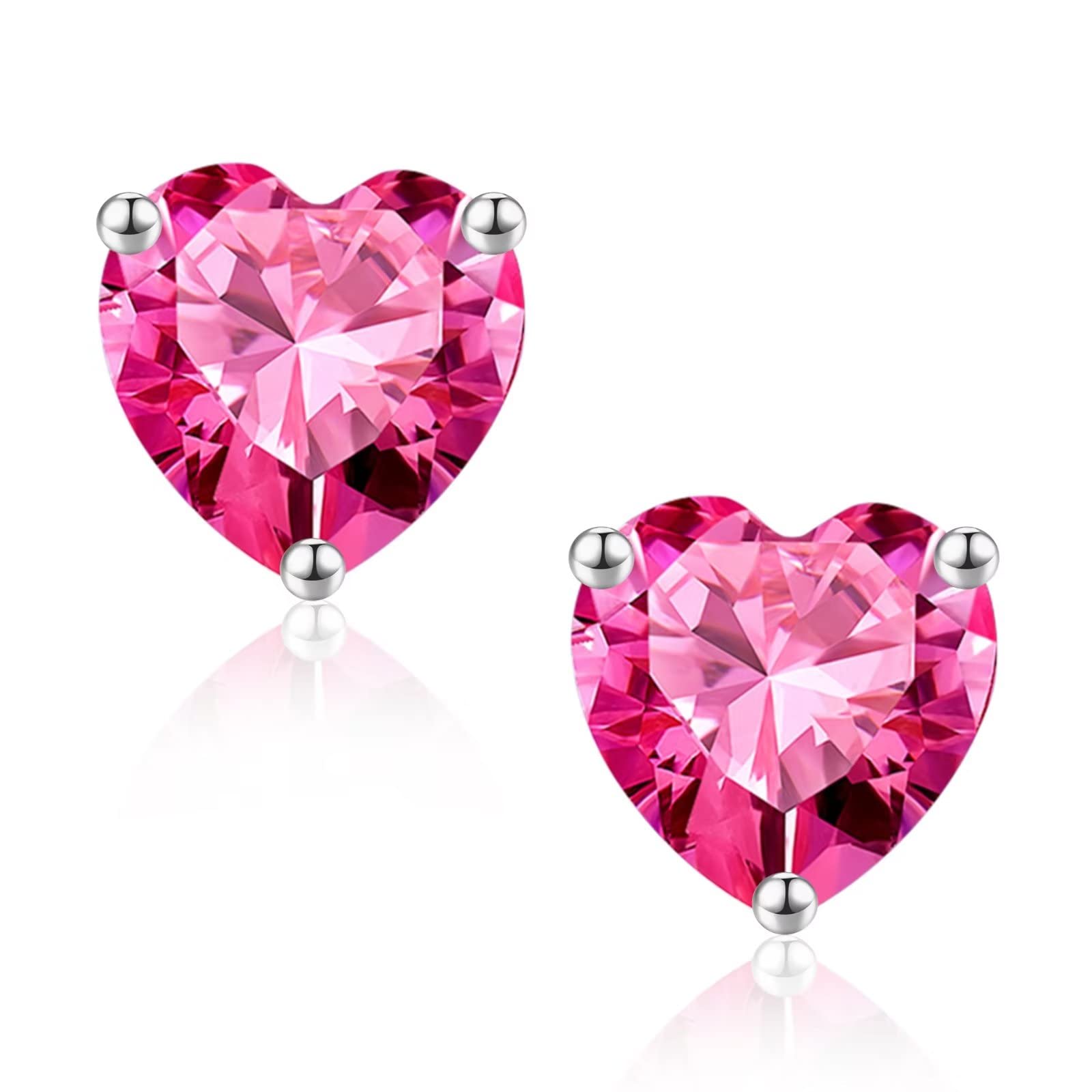 925 Sterling Silver Heart Birthstone Stud Earrings for Women | Personalized Birth Month Jewelry | Perfect Gift for Mother's Day, Valentine's, Christmas, Anniversary & Birthday | Elegant Everyday Wear & Special Occasion Jewelry