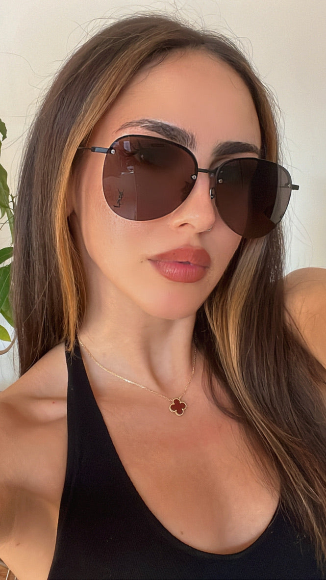 Saint Laurent SL328/K M Metal Logo Round Sunglasses - Black Aviator Sunglasses for Men & Women | UV Protection, Fashion Accessory for Outdoor, Driving & Vacation