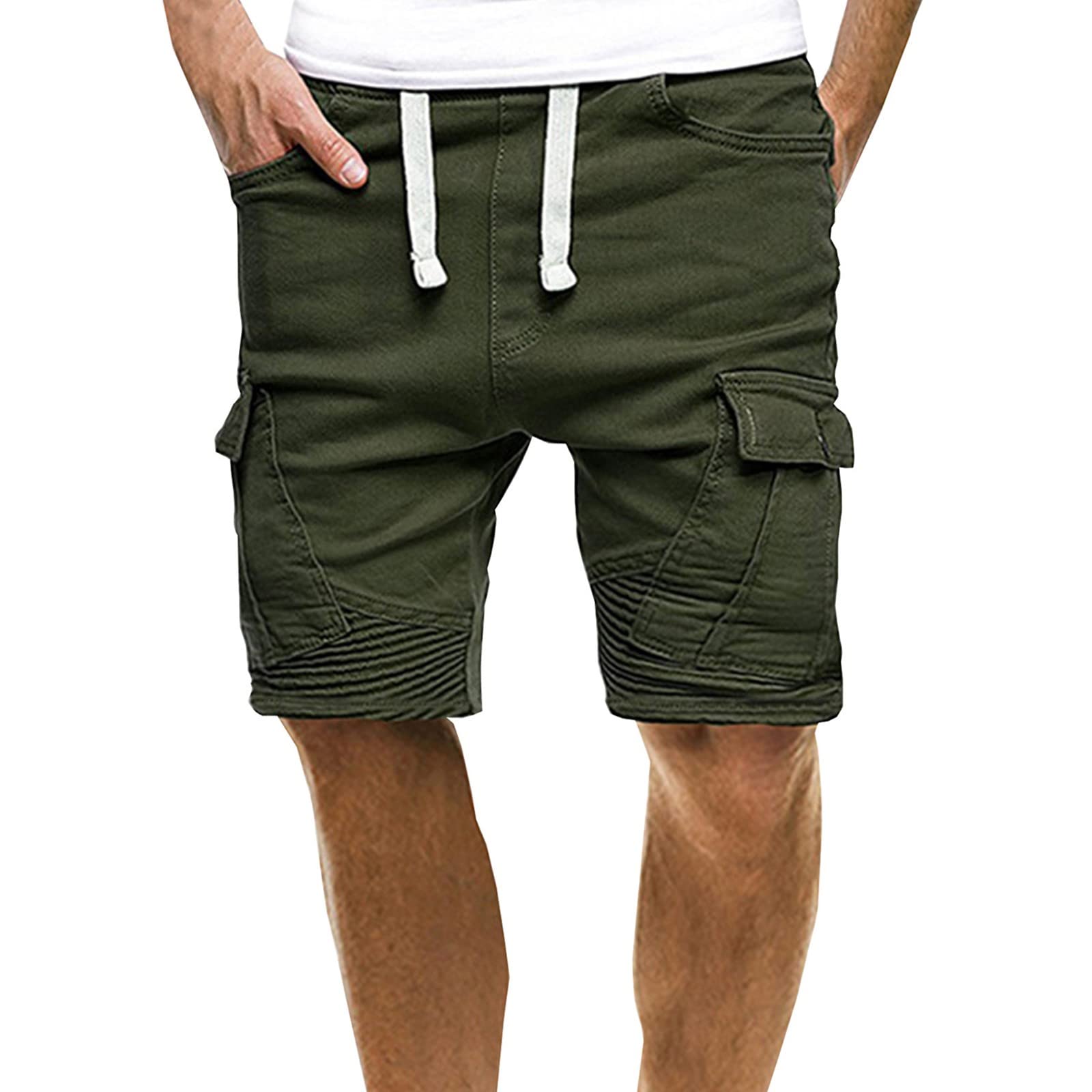 **Men's Cargo Shorts with Pockets - Breathable Linen Athletic Casual Shorts for Running, Gym, and Outdoor Activities**