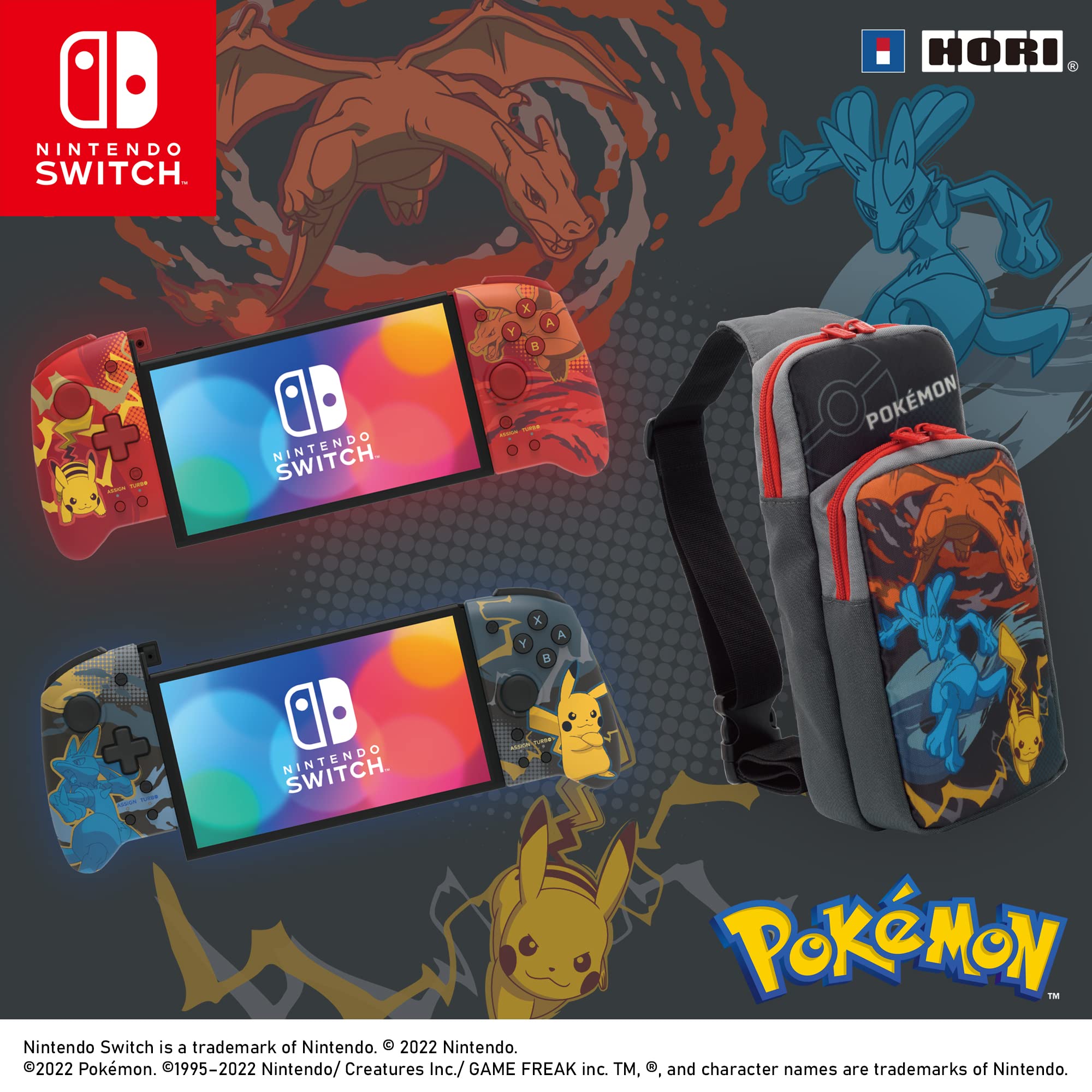 HORI Nintendo Switch Split Pad Pro (Pikachu & Charizard) - Ergonomic Handheld Controller for Switch Lite & OLED - Officially Licensed by Nintendo & Pokémon - Perfect for Gaming on the Go & Long Play Sessions