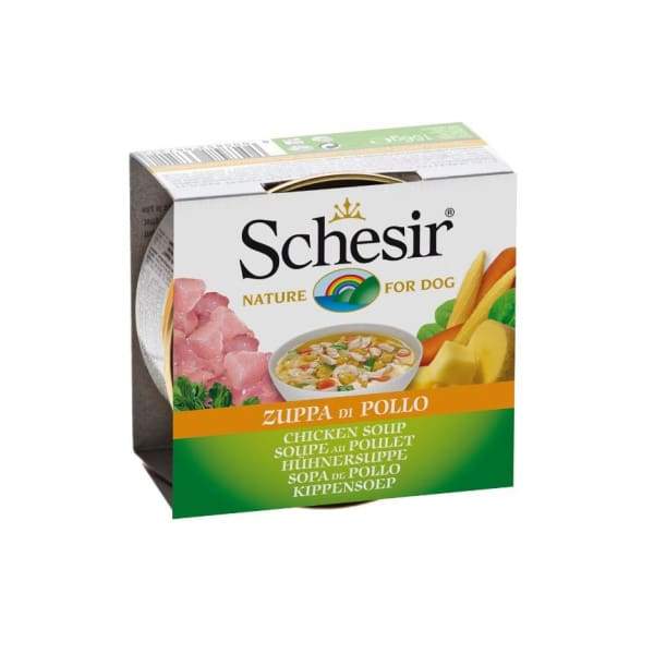 Schesir Chicken Soup Canned Dog Food 156g - Grain-Free Wet Food for Small & Medium Dogs - Perfect for Picky Eaters & Senior Dogs - Mealtime & Training Treats