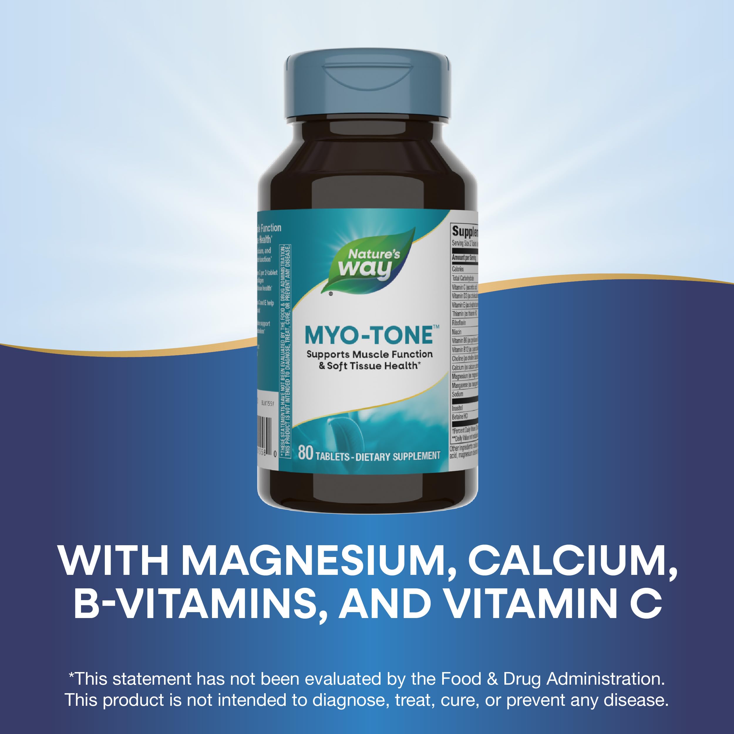 Nature's Way Myo-Tone Supplement for Muscle Function & Soft Tissue Support - with Magnesium, Vitamins & B Vitamins - Gluten Free & Vegetarian Formula - 80 Tablets (2 Pack) - Ideal for Athletes, Fitness Enthusiasts & Active Lifestyles