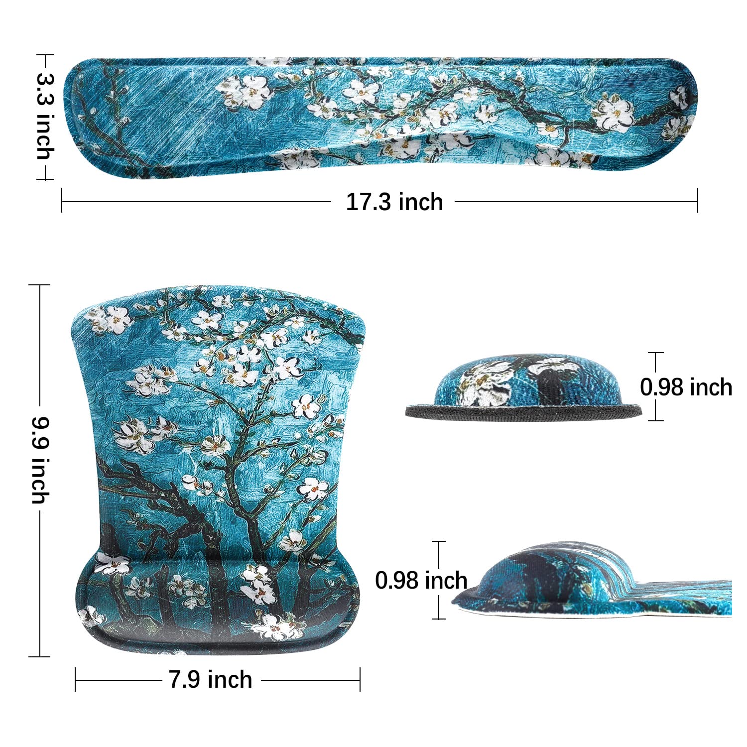 Ergonomic Keyboard Wrist Rest & Mouse Pad Set - Memory Foam Support for Pain-Free Typing - Van Gogh Painting Design - Perfect for Office, Gaming & Home Computer Workstations