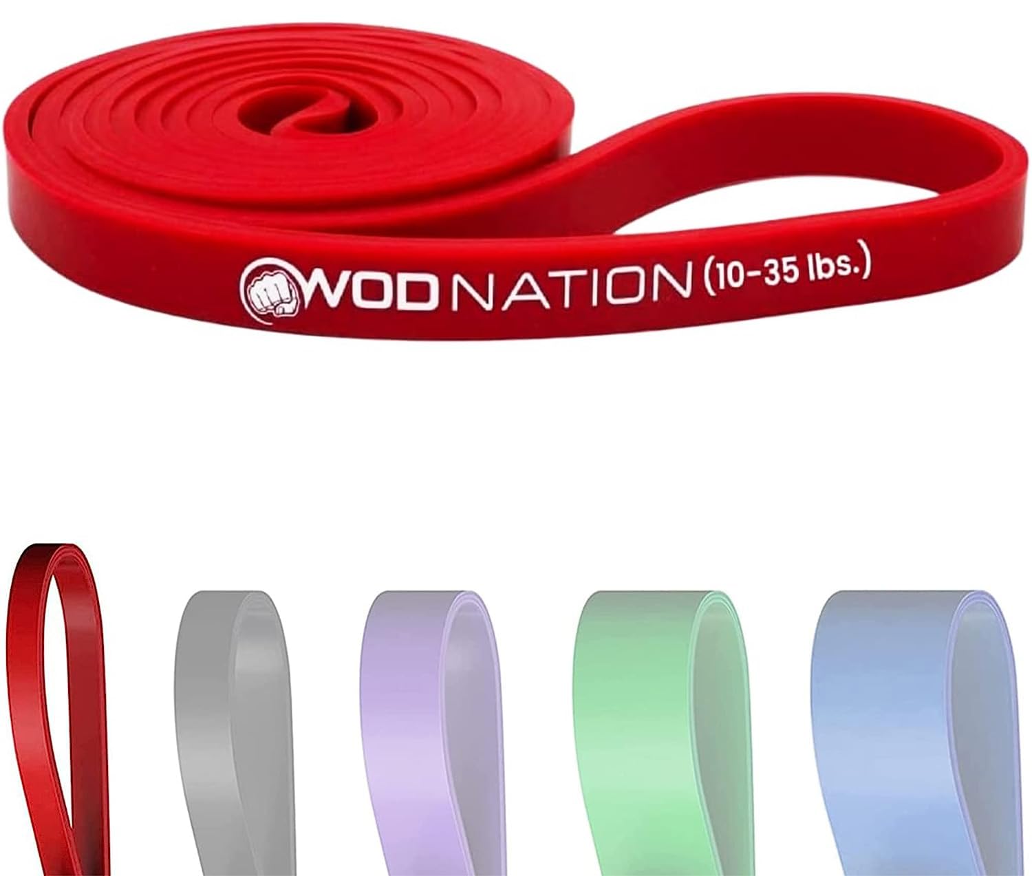 WOD Nation Pull Up Assistance Bands (10-175lbs Resistance) - Premium Workout Bands for Pullups, Chin Ups, Strength Training & Mobility Exercises - 41 Inch Fitness Straps - Perfect for Home Gym, CrossFit & Physical Therapy