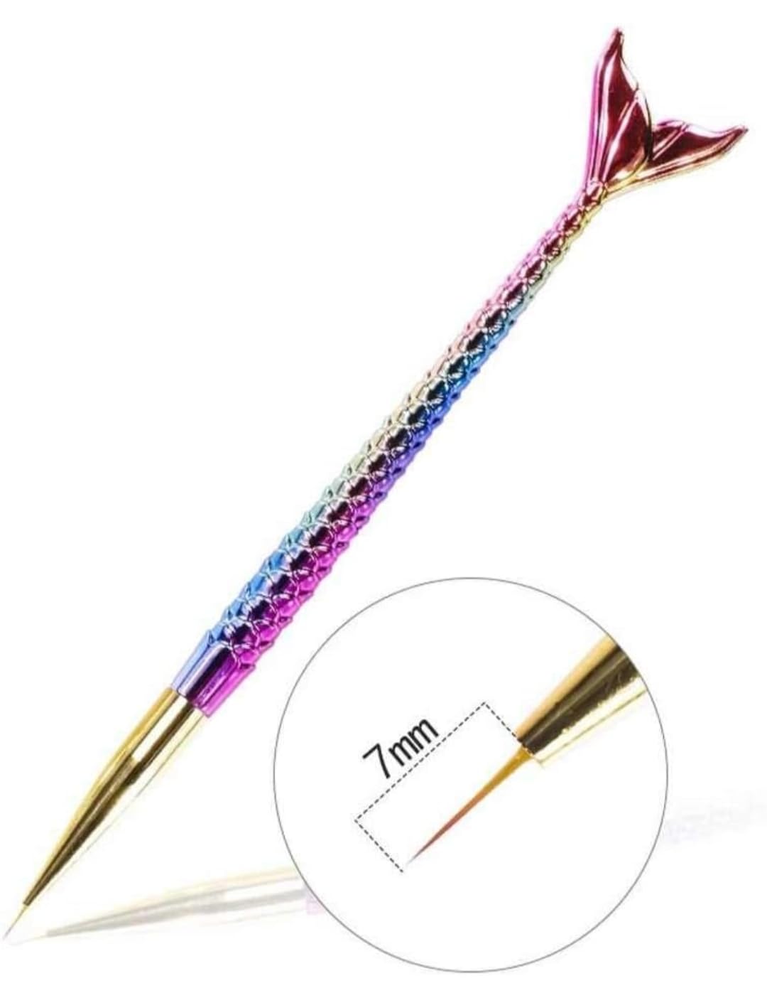 White Stripes Fishtail Nail Brush - Gradient Pen Design for Nail Art Drawing & Painting | Perfect for Salon, Home Manicure & DIY Nail Designs