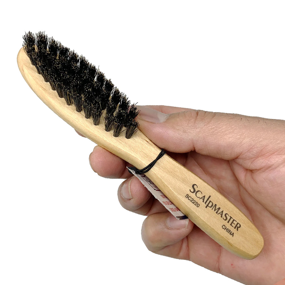 Scalpmaster 100% Boar Bristle Beard Brush & Hair Brush 2-Pack - Natural Wooden Handle for Men's Grooming, Styling & Detangling - Perfect for Beard Care, Hair Shine & Scalp Massage at Home or Travel