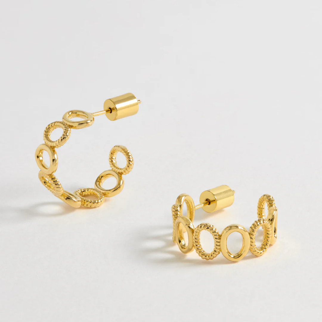Estella Bartlett Textured Oval Hoop Earrings - 14K Gold Plated Dangle Earrings for Women, Perfect for Parties, Weddings & Everyday Wear
