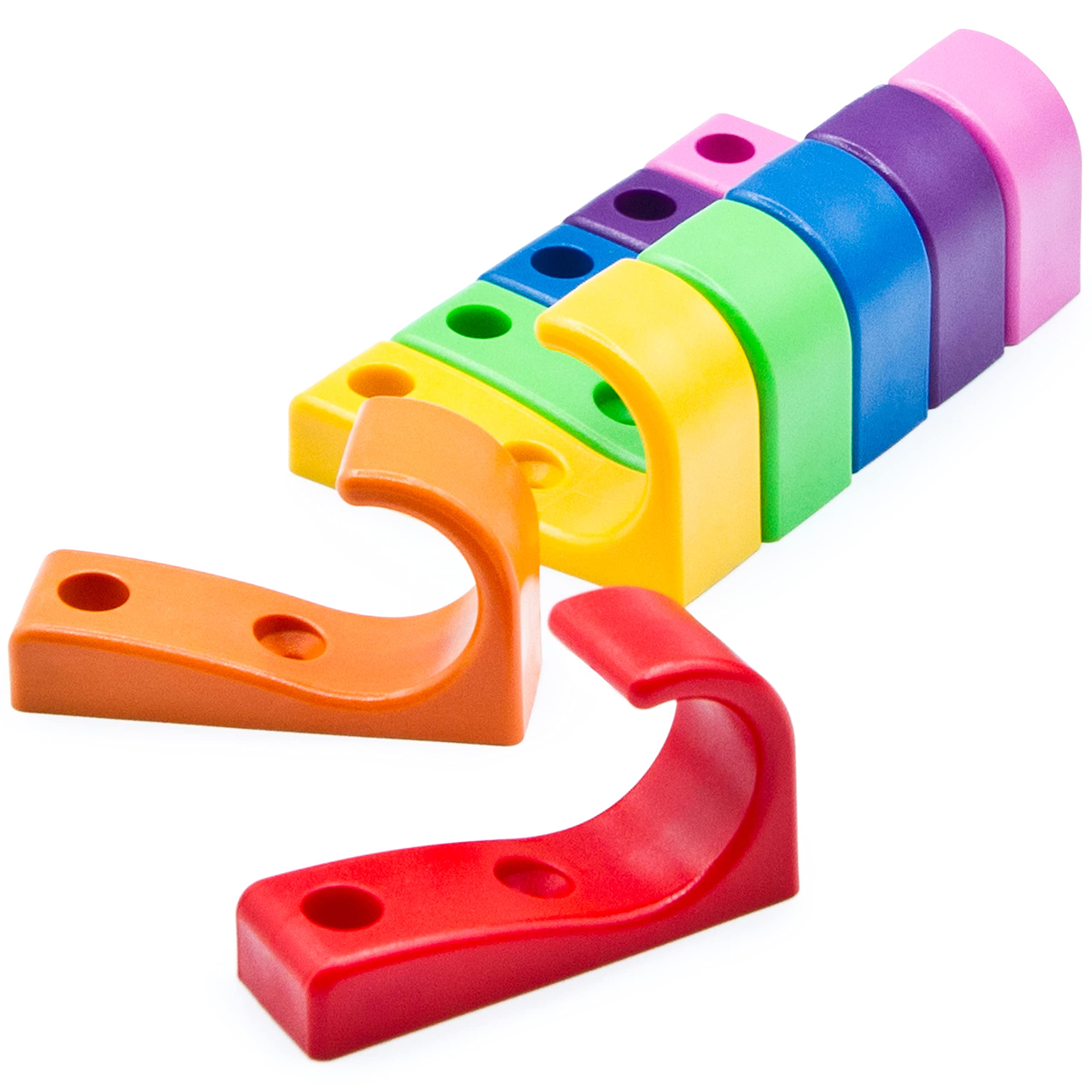 Heavy Duty Wall Hooks 7-Pack - Rainbow Color Coat Hangers for Jackets, Backpacks, Hats & Towels | Sturdy J Hooks for Kids Room, Classroom, Bathroom & Entryway Organization | Space-Saving Mounted Storage Solution