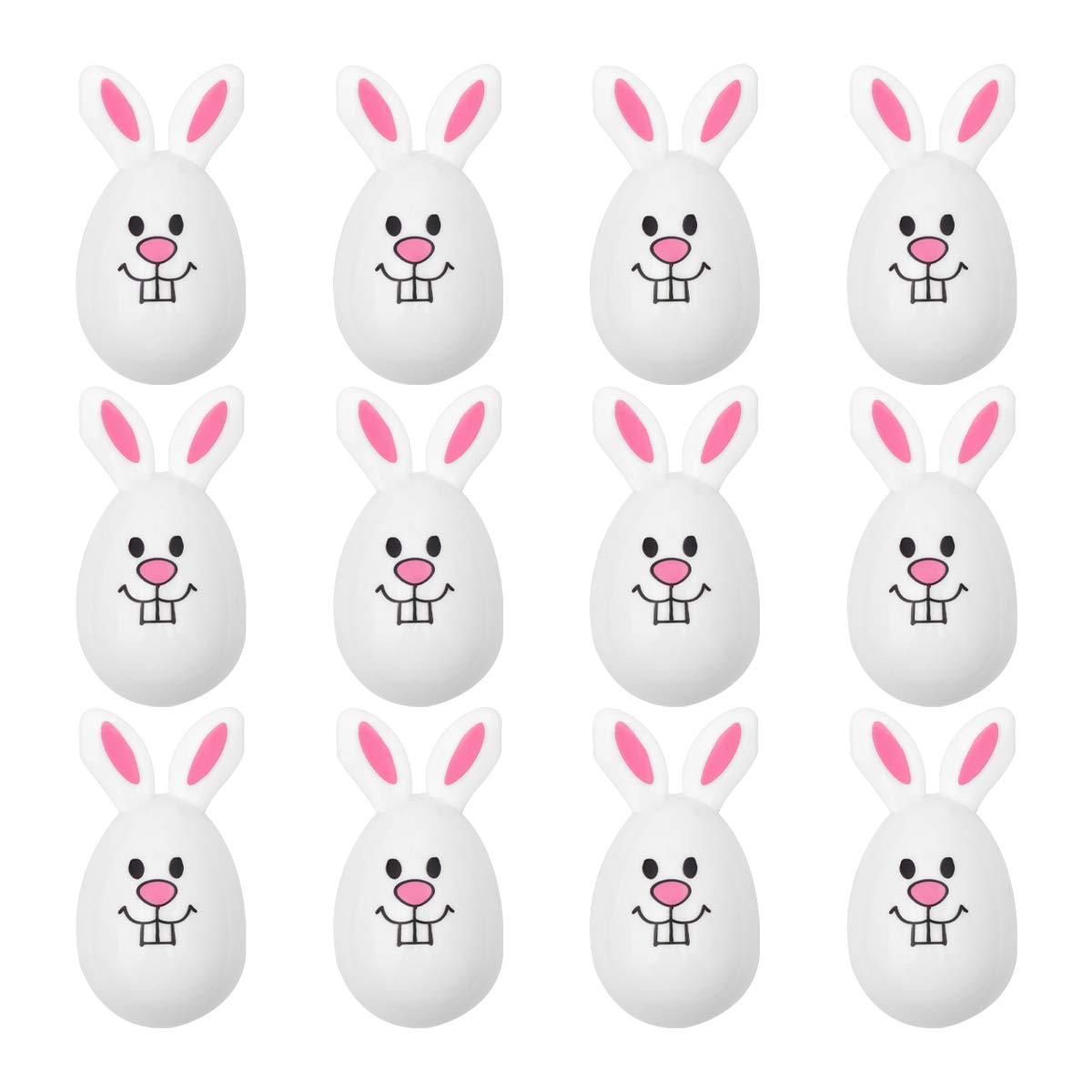 Amosfun 12PCS Easter DIY Rabbit Egg Decorations - Creative Open Mouth Rabbit Eggs for Color Drawing, Fun Party & Home Decor (Easter Crafts, Spring Celebration, Kids Activity)