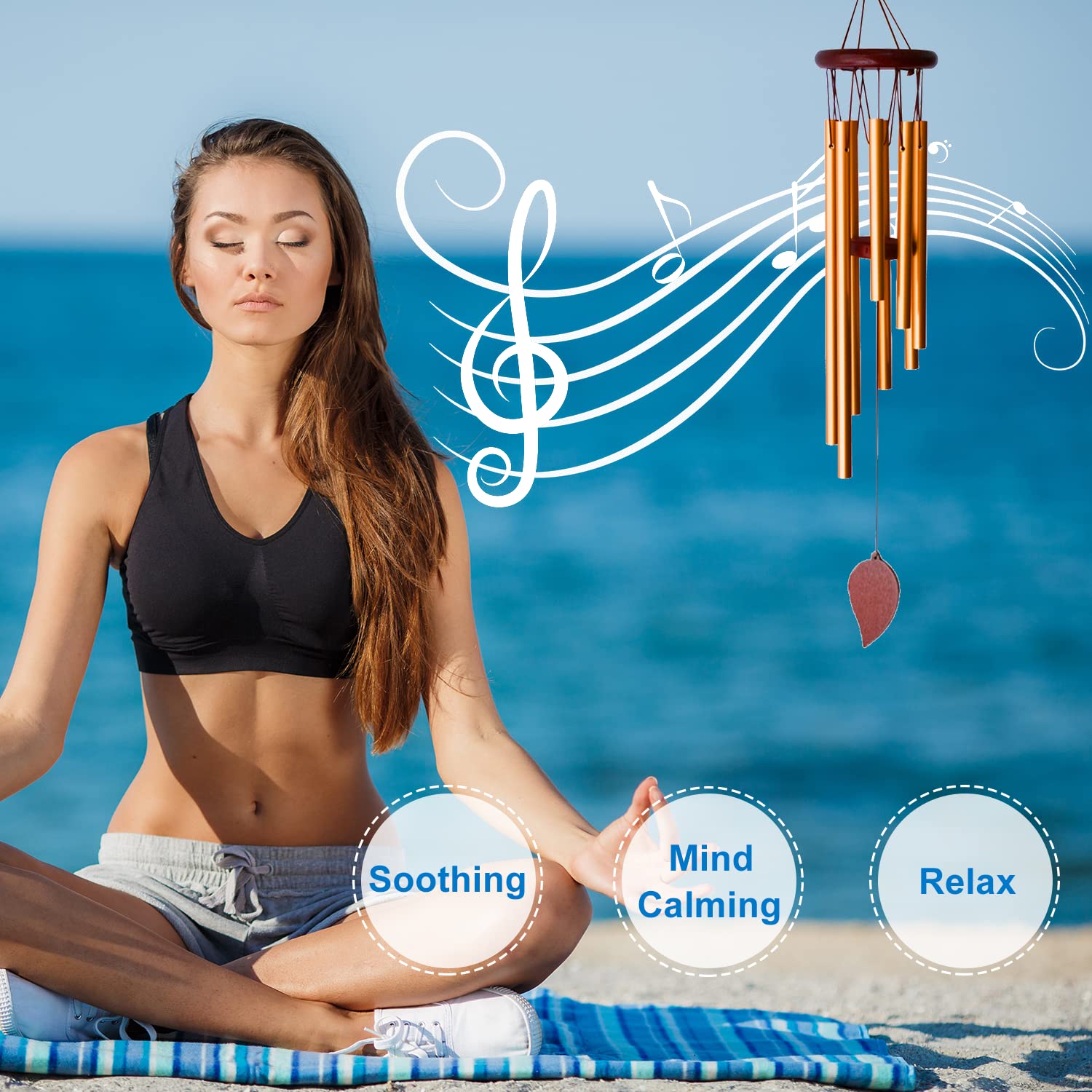 Outdoor Wind Chimes with 8 Metal Tubes & Hook - Memorial Wind Chimes for Garden, Patio, Porch - Small Wind Chimes for Relaxation & Decoration