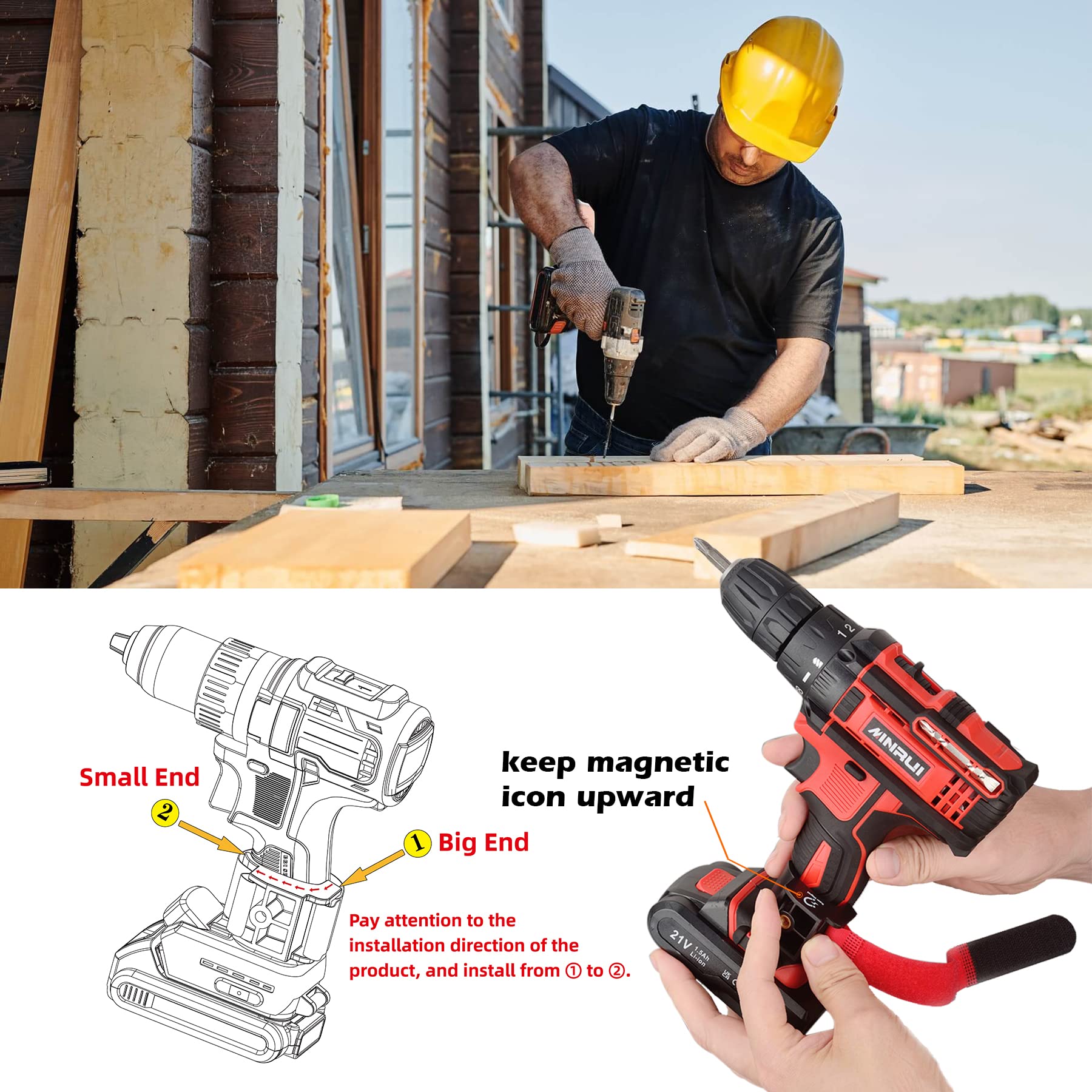 MUTUACTOR Heavy Duty Magnetic Drill Holder - Quick Release Magnetic Tool Holster for Cordless Drills, Impact Wrench, Screws, Bits & Nails (1 Set) | Perfect for Workshop, Garage & Construction Site Organization