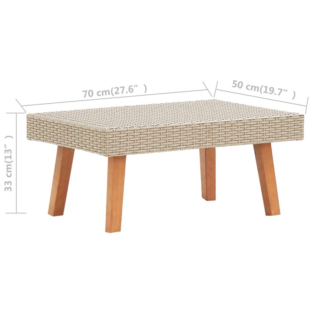 Outdoor Patio Coffee Table - Poly Rattan Bistro Set for Balcony, Garden & Backyard - Beige Weather-Resistant Furniture (Perfect for Morning Coffee, Afternoon Tea & Outdoor Dining)