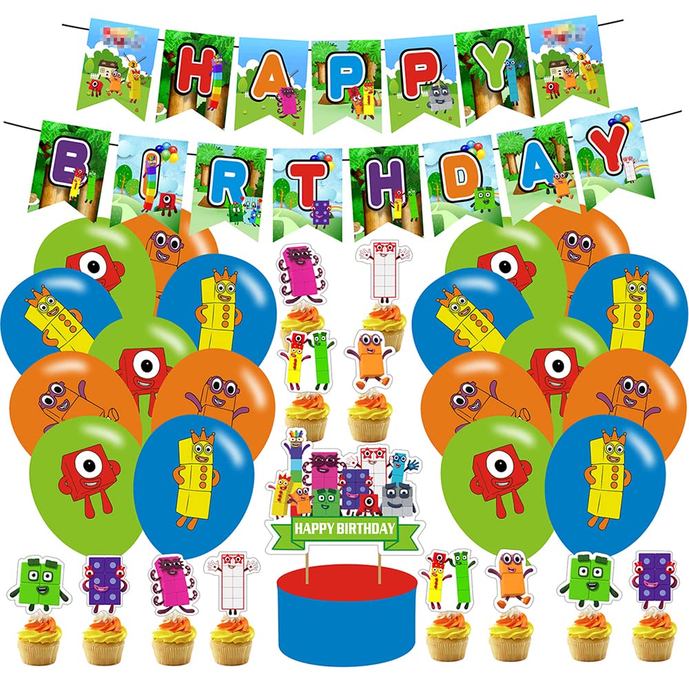 Happy Birthday Party Decorations Set - Includes Banner, Cake Toppers & Latex Balloons with Cards - Perfect for Kids Birthday Parties, Baby Showers & Themed Celebrations