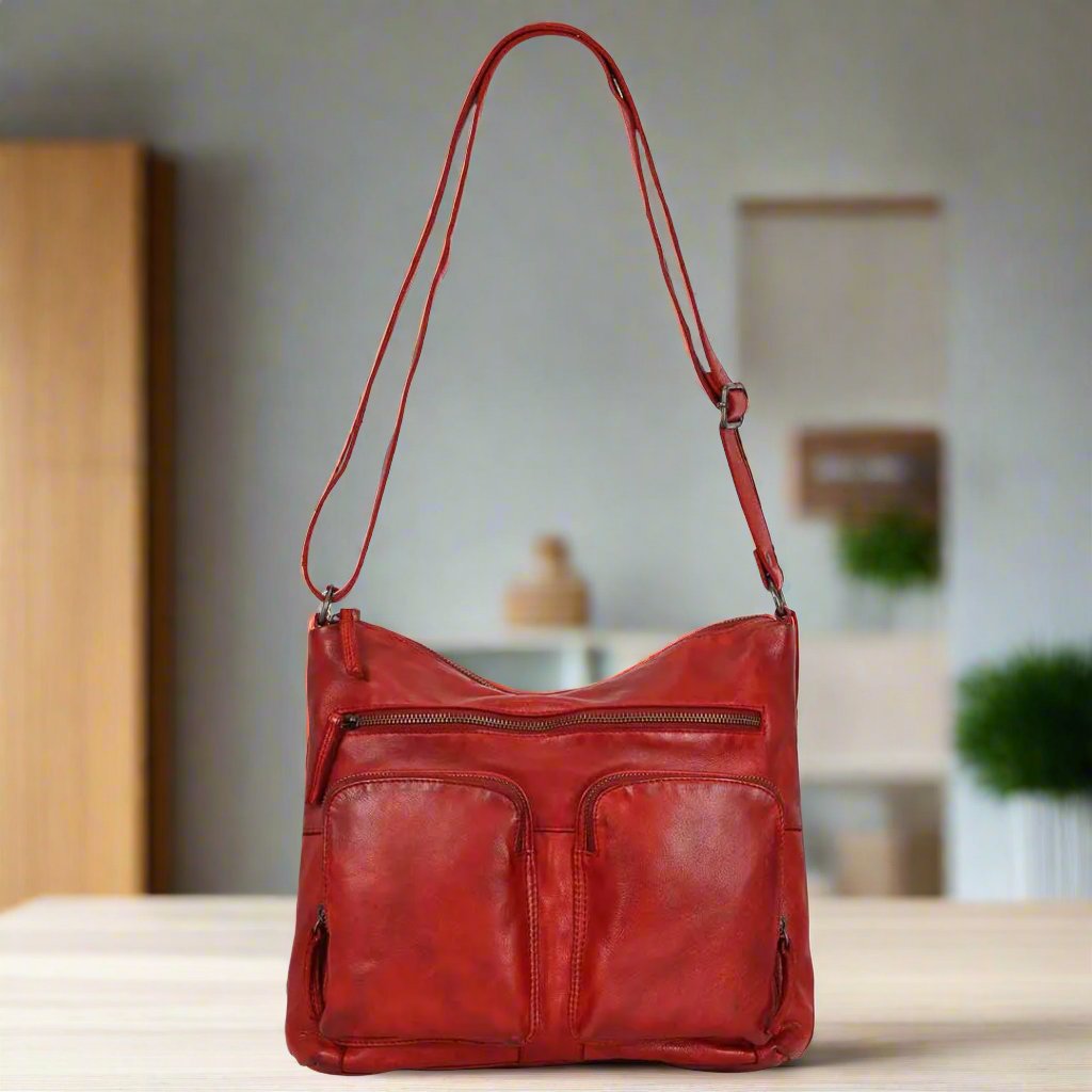 Premium MET Double Front Pocket Genuine Leather Bag for Men & Women - Stylish & Durable for Work, Travel & Everyday Use