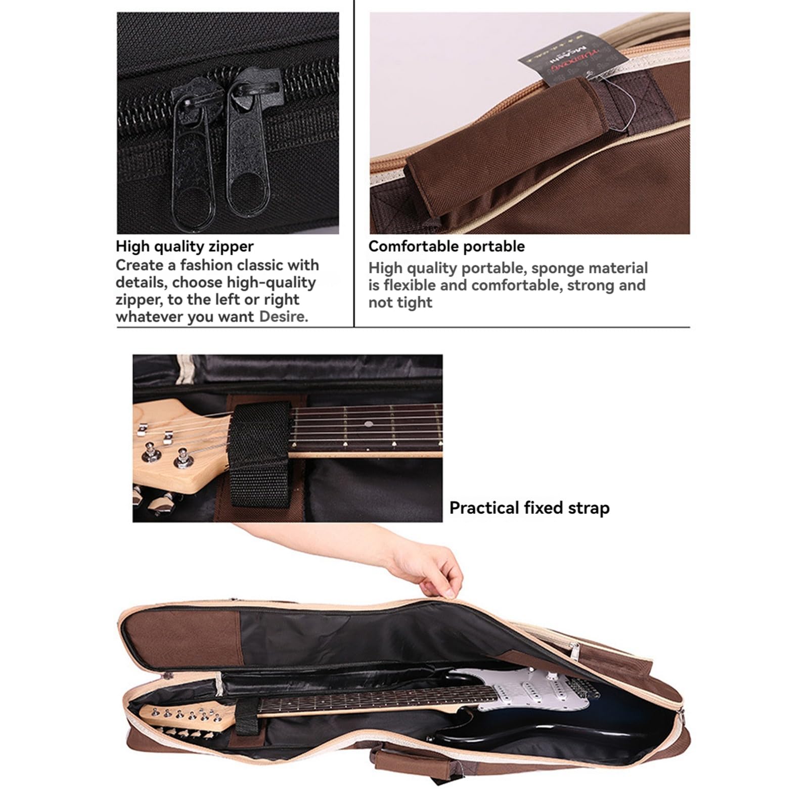 44 Inch Electric Guitar Bag & 45 Inch Bass Case - Waterproof Oxford Cloth Gig Bag with Adjustable Dual Shoulder Straps (Black) - Perfect for Travel, Gigging & Music Storage
