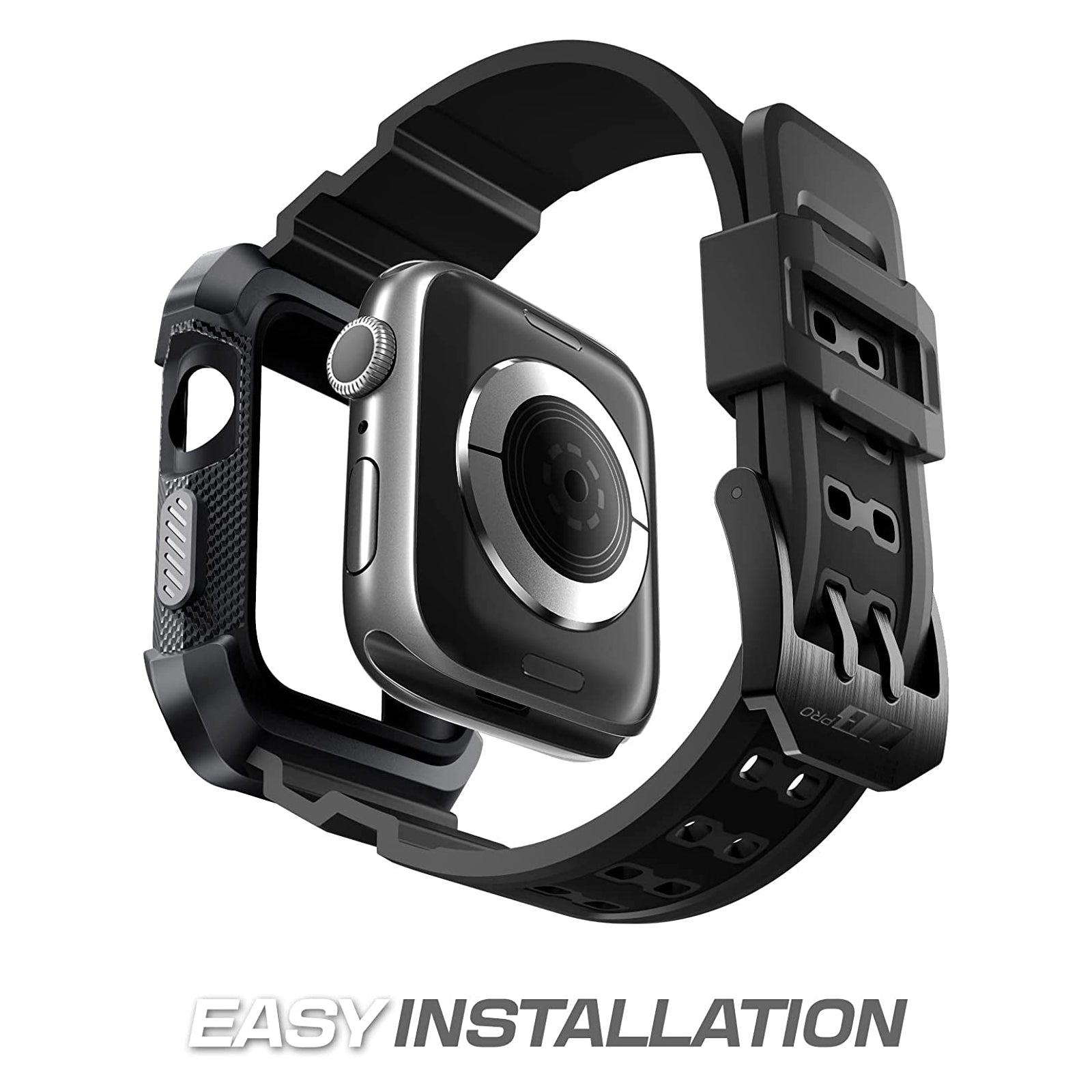 Apple Watch Unicorn Beetle PRO Rugged Protective Case with Wristband for 44mm/45mm Series - Black | Shockproof & Waterproof Design for Outdoor Sports, Hiking & Active Lifestyle