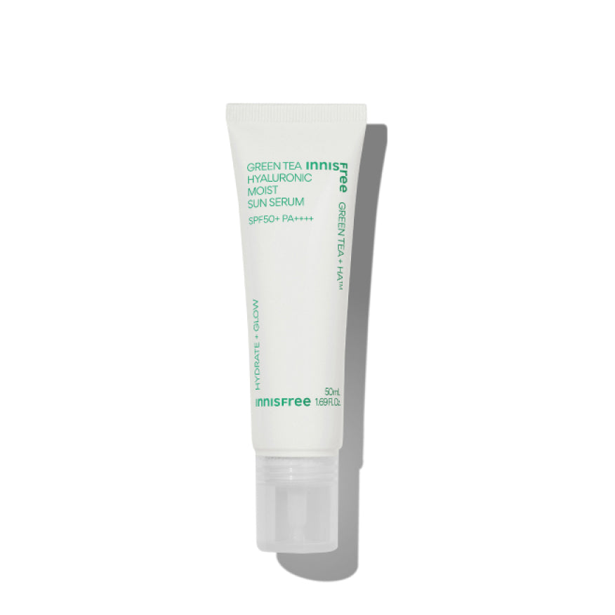 Innisfree Green Tea Hyaluronic Acid Sun Serum SPF50+ PA++++ - Hydrating & Anti-Aging Daily Sunscreen for Face - Perfect for Outdoor Activities & Travel Skincare
