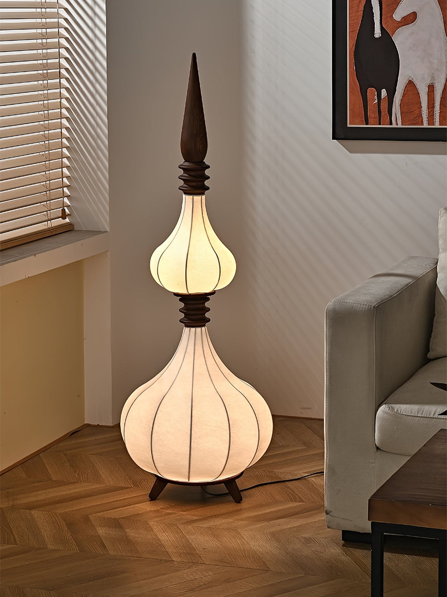 Modern Cassia Floor Lamp - Adjustable Height LED Standing Light for Living Room, Bedroom & Office - Warm White & Cool White Dimmable Lighting for Reading & Relaxation