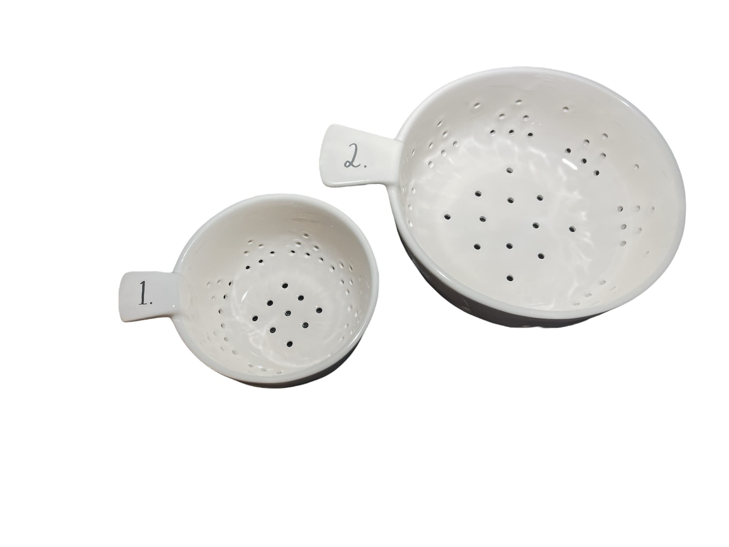 Premium Ceramic Colander and Strainer Set with Stem Print - 2-Piece Kitchen Strainer for Pasta, Salad, and Vegetables - Ideal for Cooking, Draining, and Serving