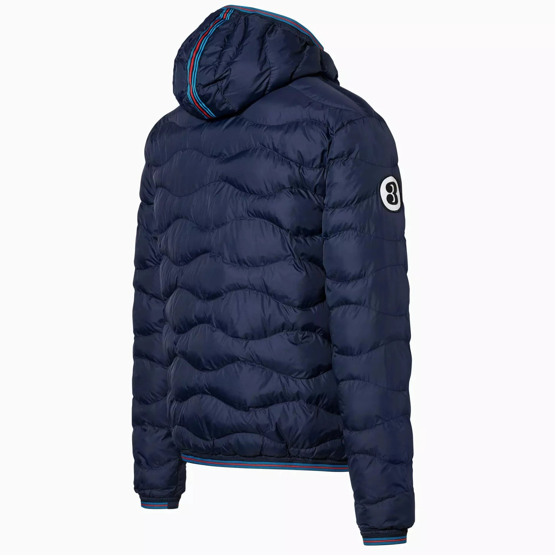 Porsche Men's Reversible Quilted Jacket - Martini Racing Style (Hippie Design) | Lightweight Winter Coat for Casual Wear & Outdoor Activities
