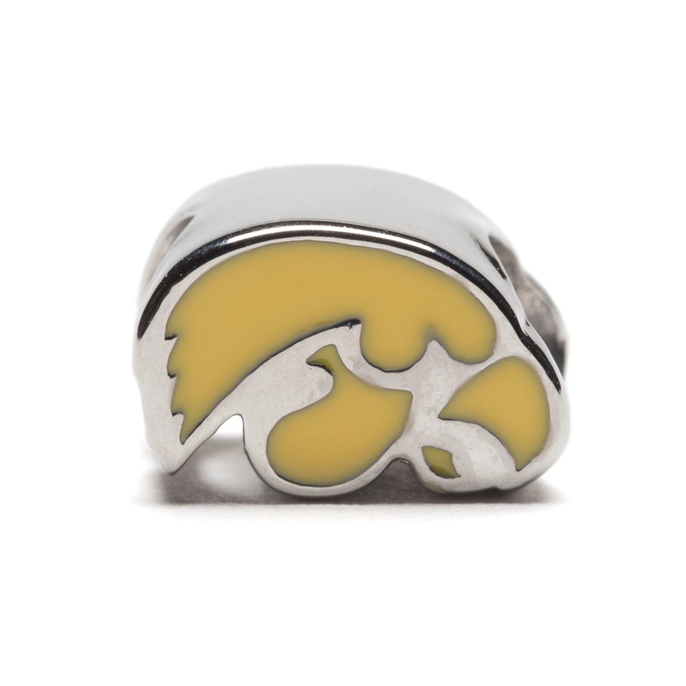 **Officially Licensed University of Iowa Jewelry - UI Hawkeyes Yellow & Black Stainless Steel Charms | UI Gifts for Students, Alumni & Fans | Perfect for Game Day, Graduation & Hawkeye Pride**