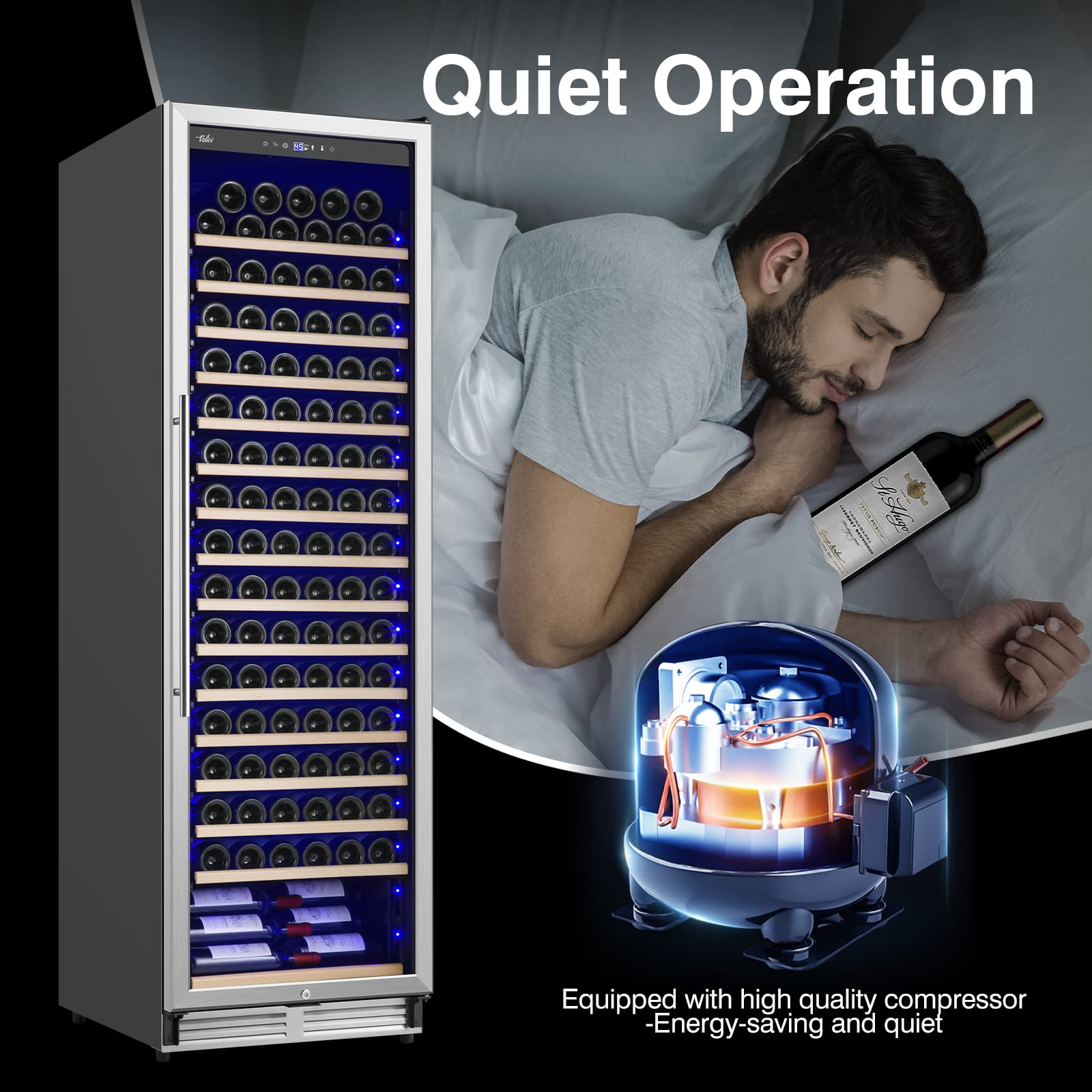 Upgraded 24 Inch Wine Cooler Refrigerator - 190 Bottle Capacity with Digital Temperature Control System, Freestanding/Built-in Dual Installation, Ultra Quiet Operation - Perfect for Home Bars, Restaurants, and Wine Cellars