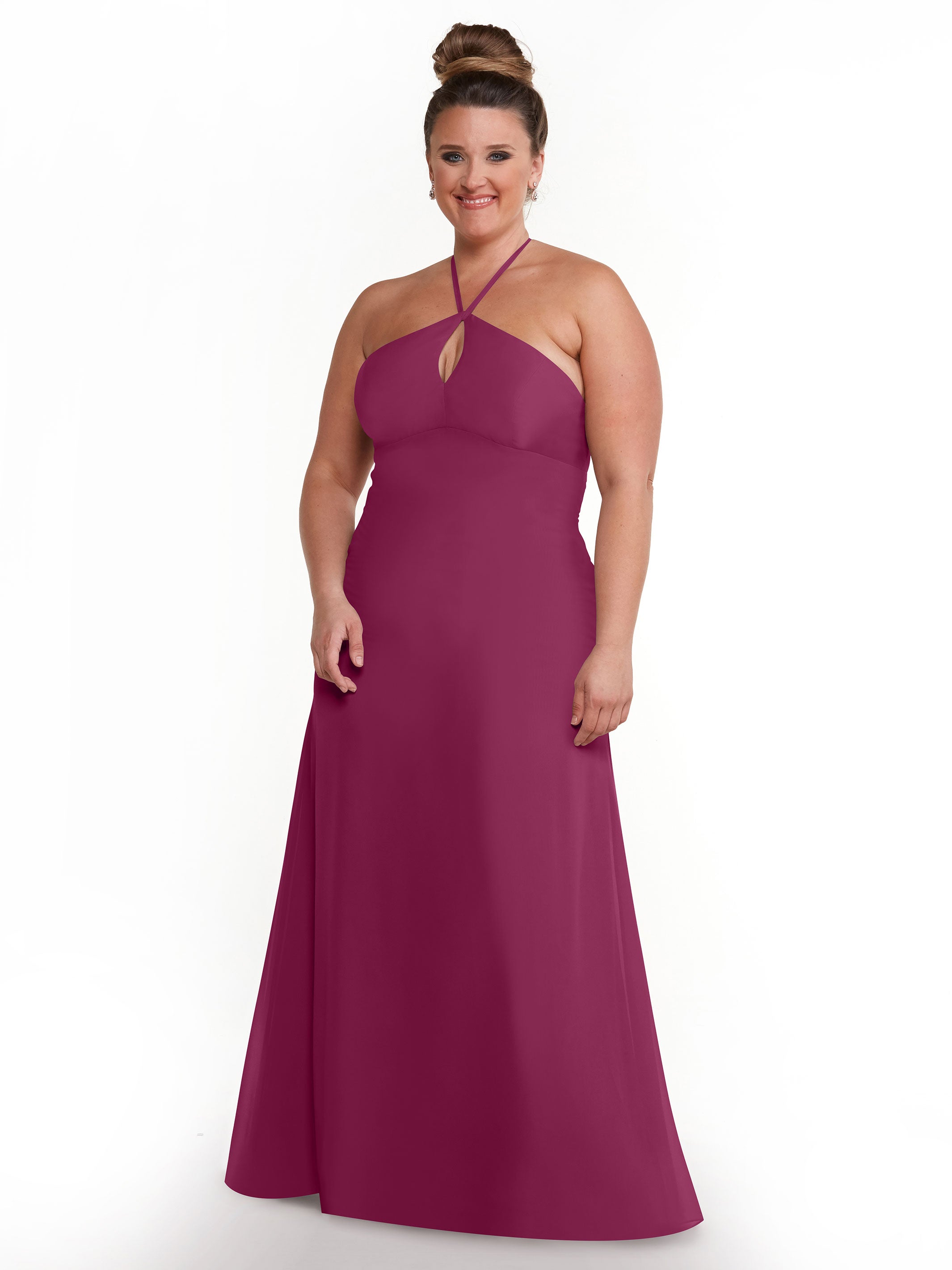 Elegant A-Line Chiffon Bridesmaid Dress with Keyhole Halter Neckline - Perfect for Weddings, Formal Events & Special Occasions