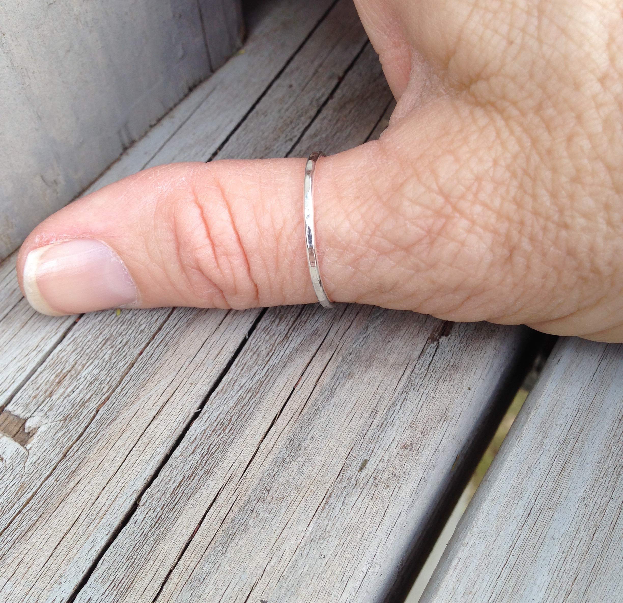 Sterling Silver Simple Thumb Ring for Women - Hammered Texture Stackable Ring - Minimalist Jewelry for Everyday Wear, Layering & Gift Giving
