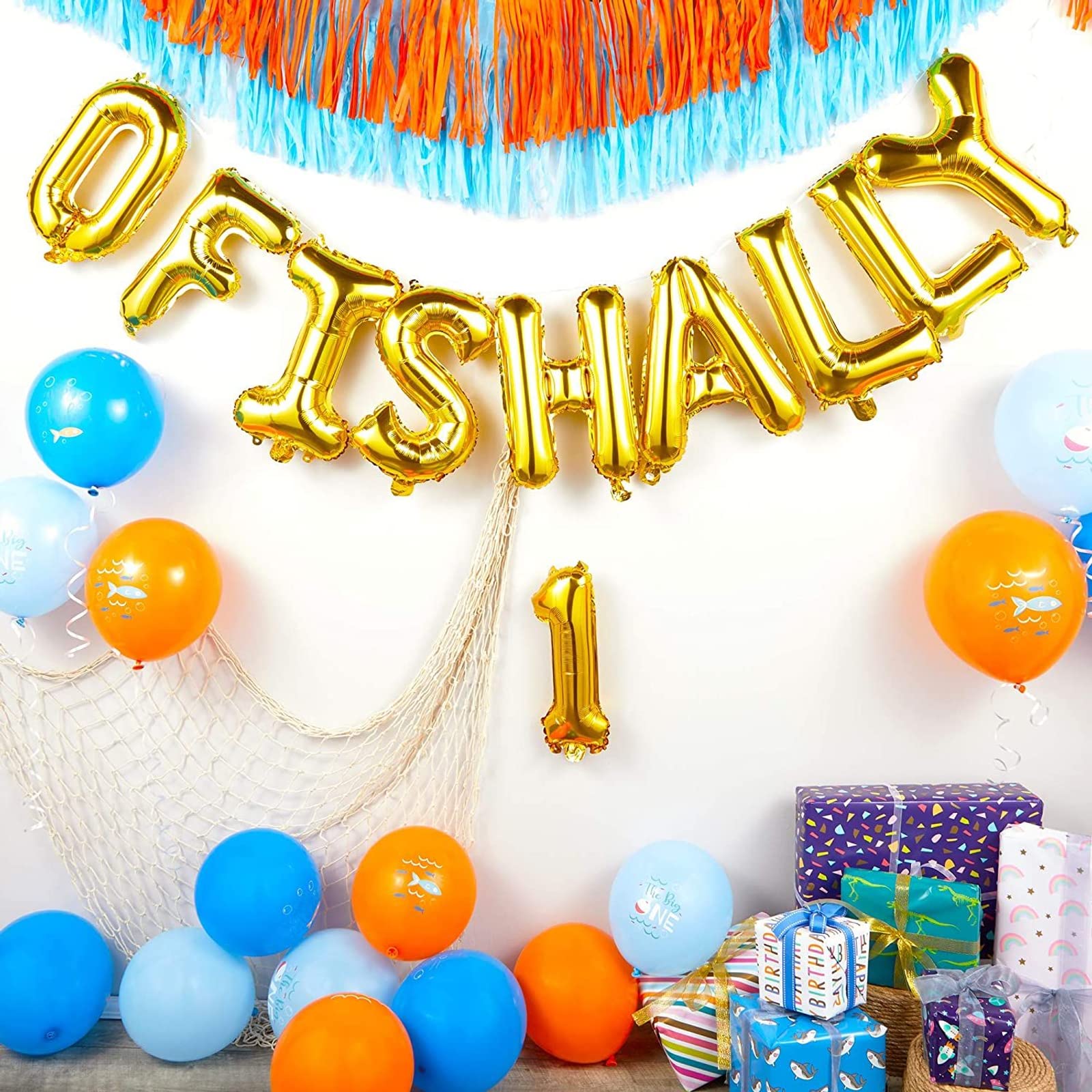 BLUE PANDA - 61-Piece The Big One Balloons Set for 1st Birthday Party Decorations | Ofishally 1 Theme | Perfect for Baby Shower, First Birthday Photos & Party Backdrops