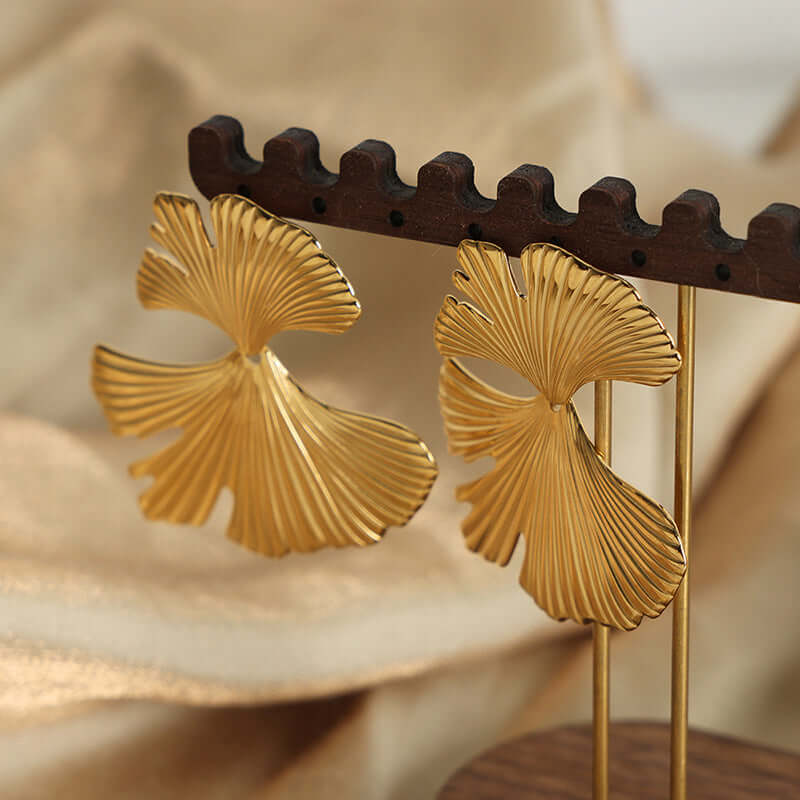Ginkgo Leaf Vine Stud Earrings in Gold and Silver | Elegant Botanical Jewelry for Women | Perfect for Everyday Wear, Office, and Special Occasions