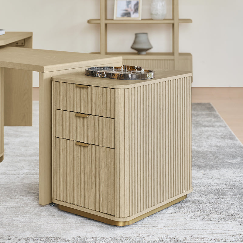 Modern Fluted Cabinet with Drawers & A4 File Storage - Stylish Home Office Furniture for Document Organization & Storage