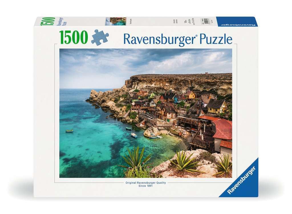 Ravensburger 1500-Piece Popeye Village Malta Puzzle for Adults & Teens 14+ | Scenic Jigsaw Puzzle for Family Game Night & Home Decor